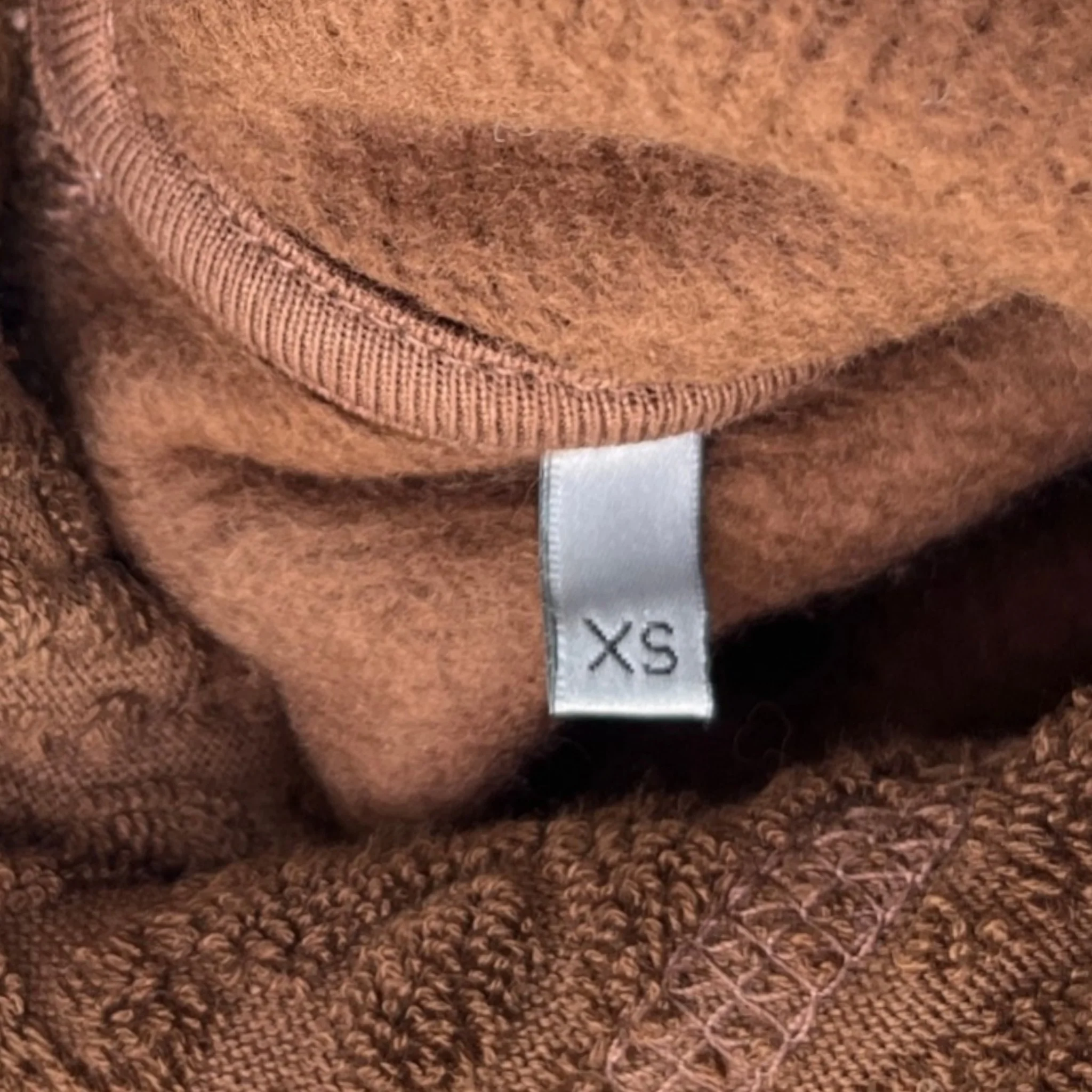 Men's Oblique Towelling Hoodie Brown Size XS - Image 6