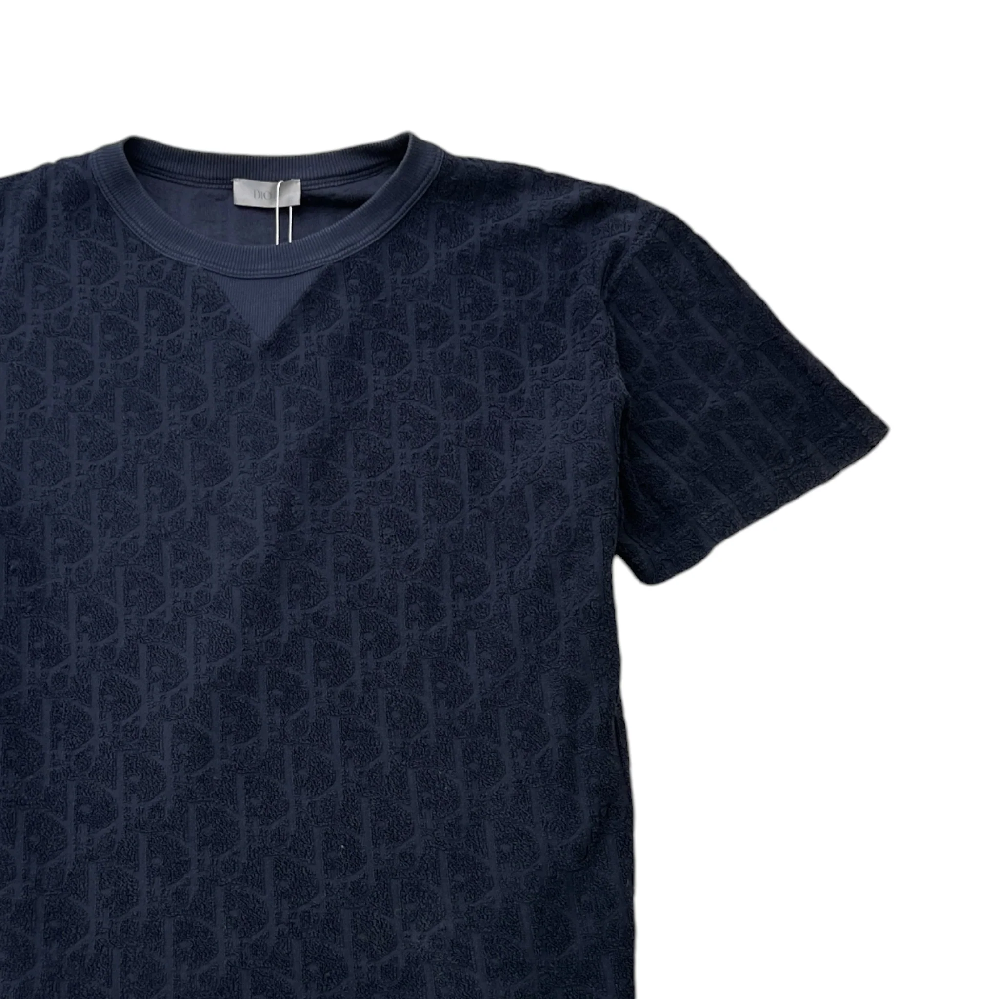 Men's Oblique Towelling T-Shirt Navy Size S - Image 3