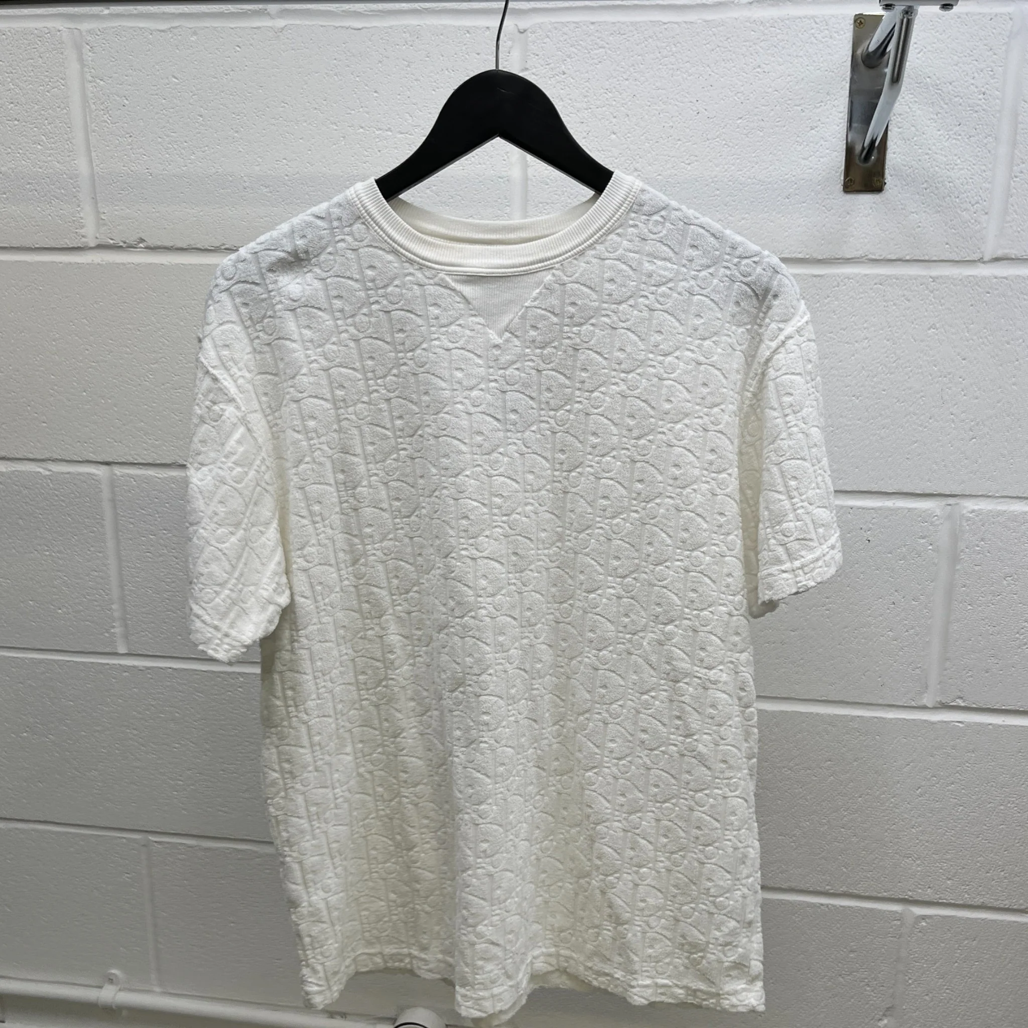 Men's Oblique Towelling T-Shirt White Size XS - Image 9