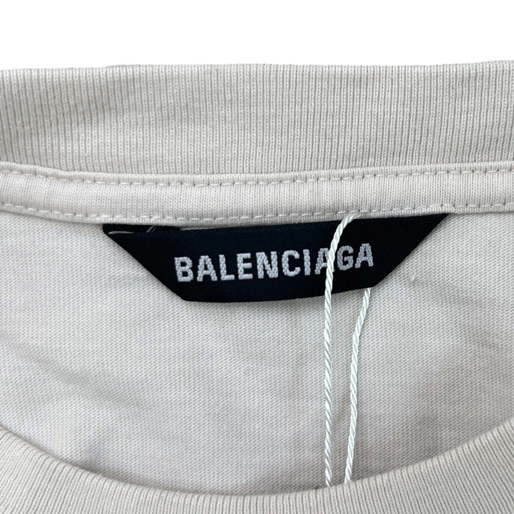 Men's Oversized Embroidered Logo T-Shirt Cream Size XS - Image 8