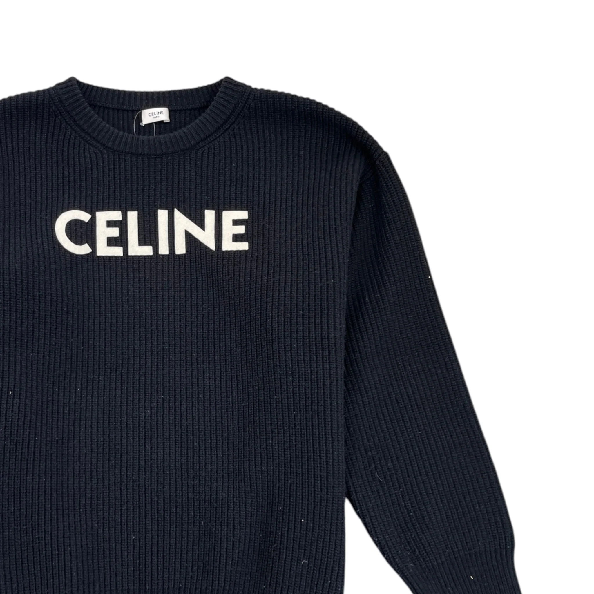 Men's Oversized Logo Patch Knit Sweatshirt Black Size M - Image 3