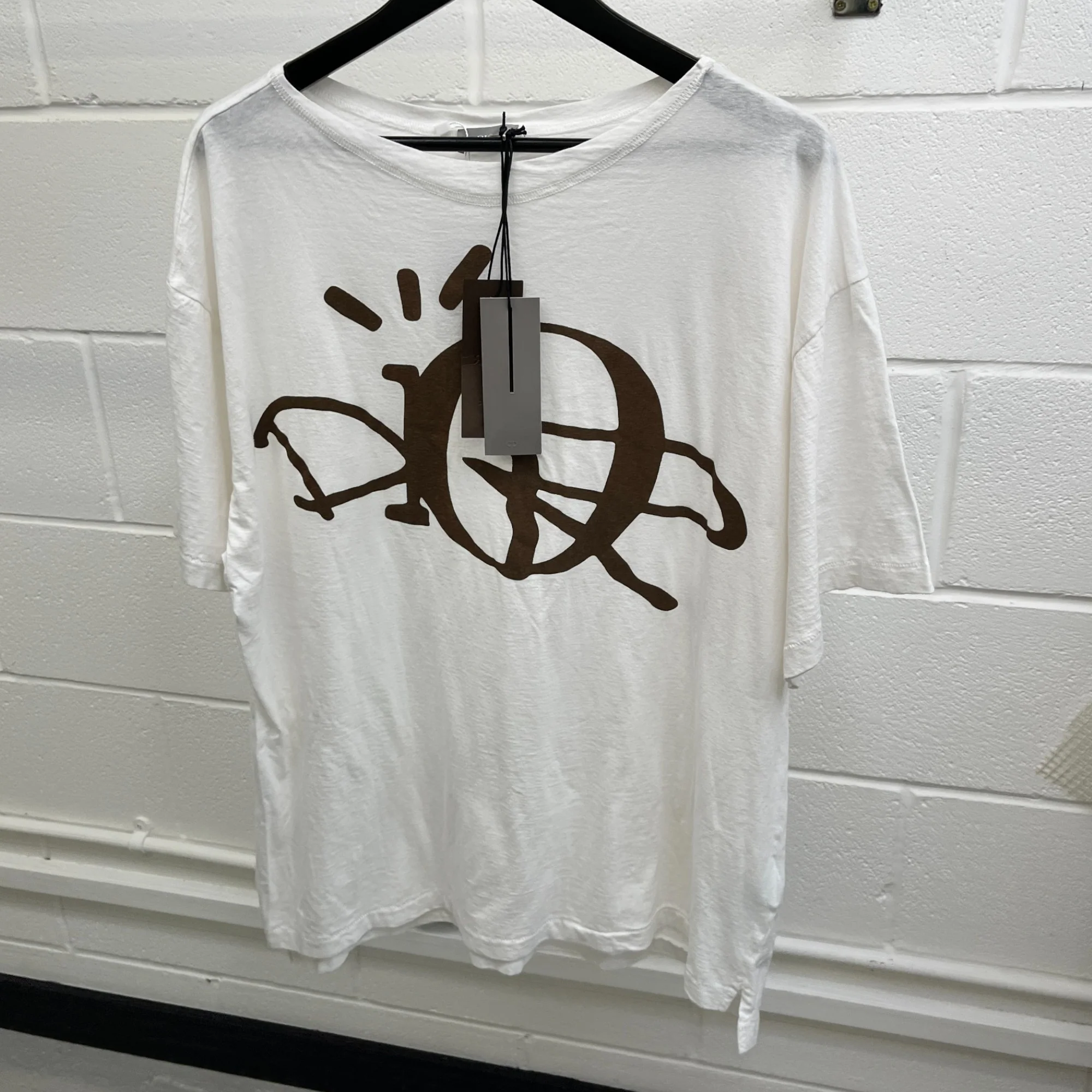Men's Oversized Printed Logo T-Shirt White Size M - Image 10