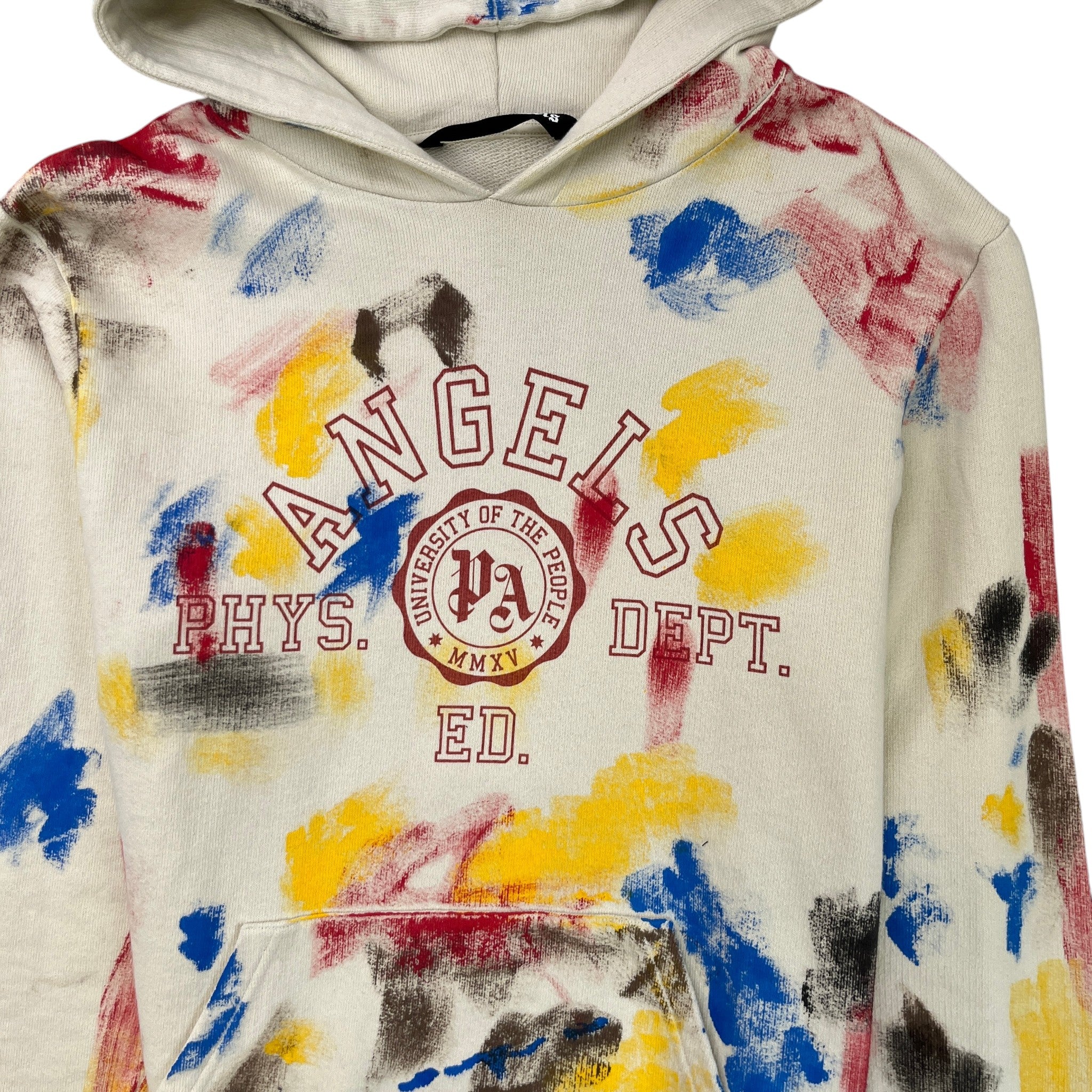Men's Painted College Hoodie Beige Size XL - Image 5