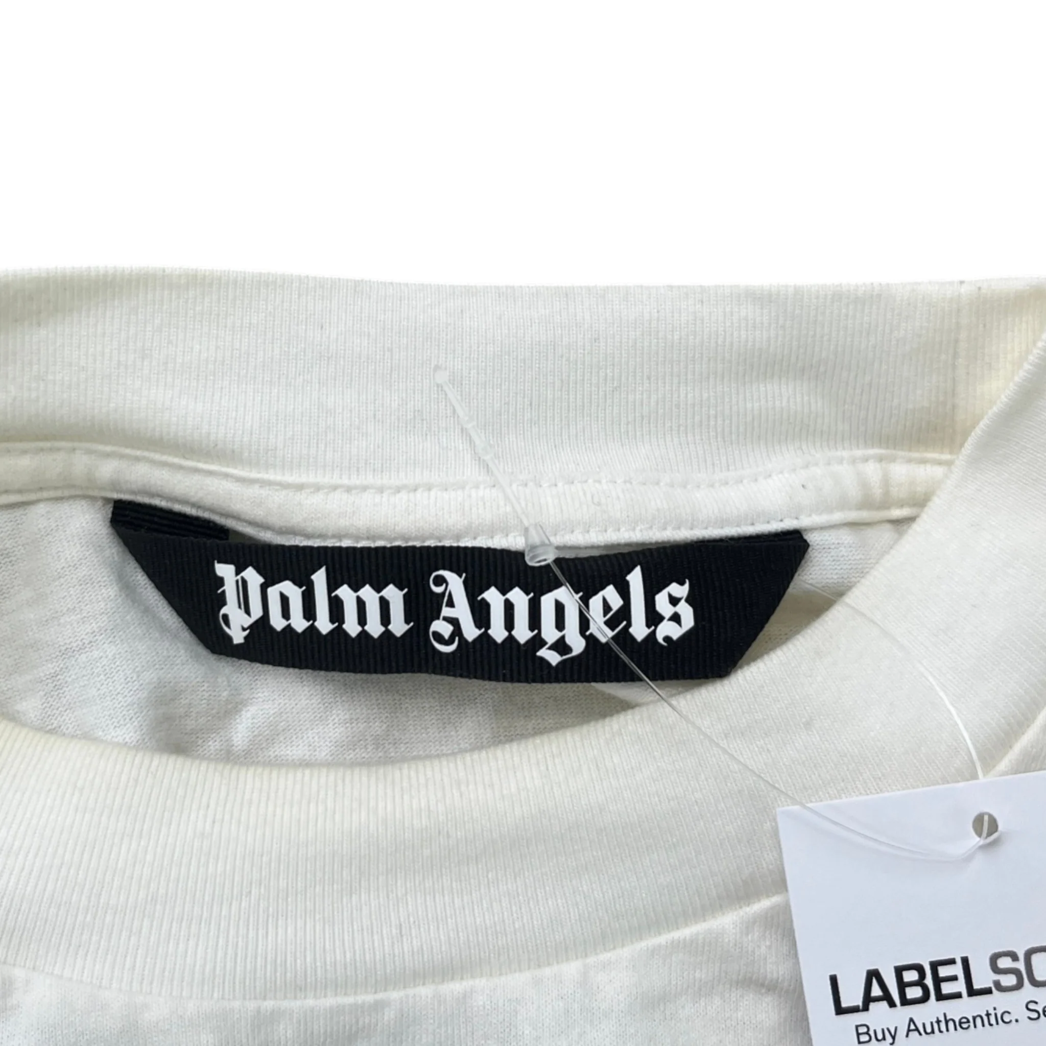 Men's Palm Trees Logo T-Shirt Cream Size S - Image 7