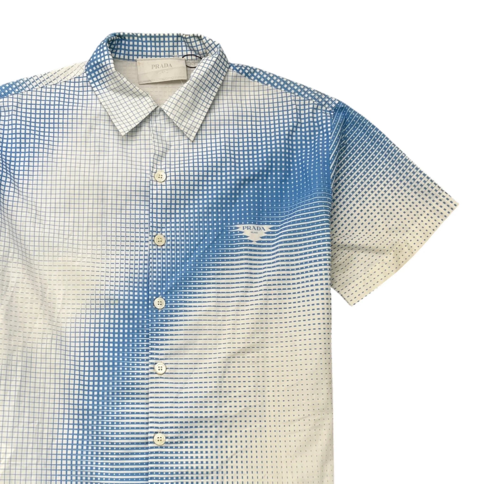 Men's Pixel Triangle Logo Short Sleeve Shirt Blue Size XL - Image 3