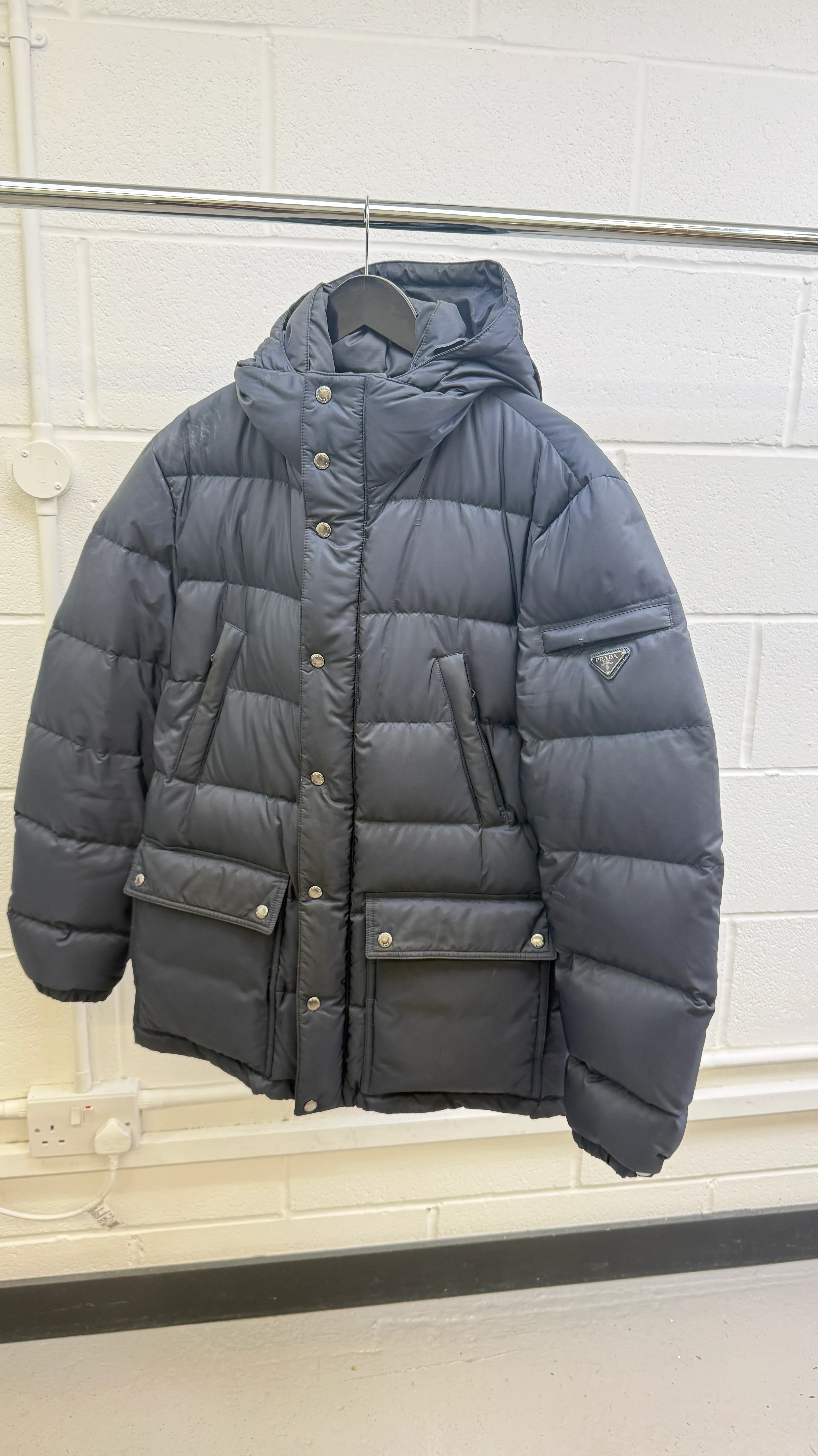 Men's Plaque Logo Down Jacket Navy Size IT 50 / L - Image 8