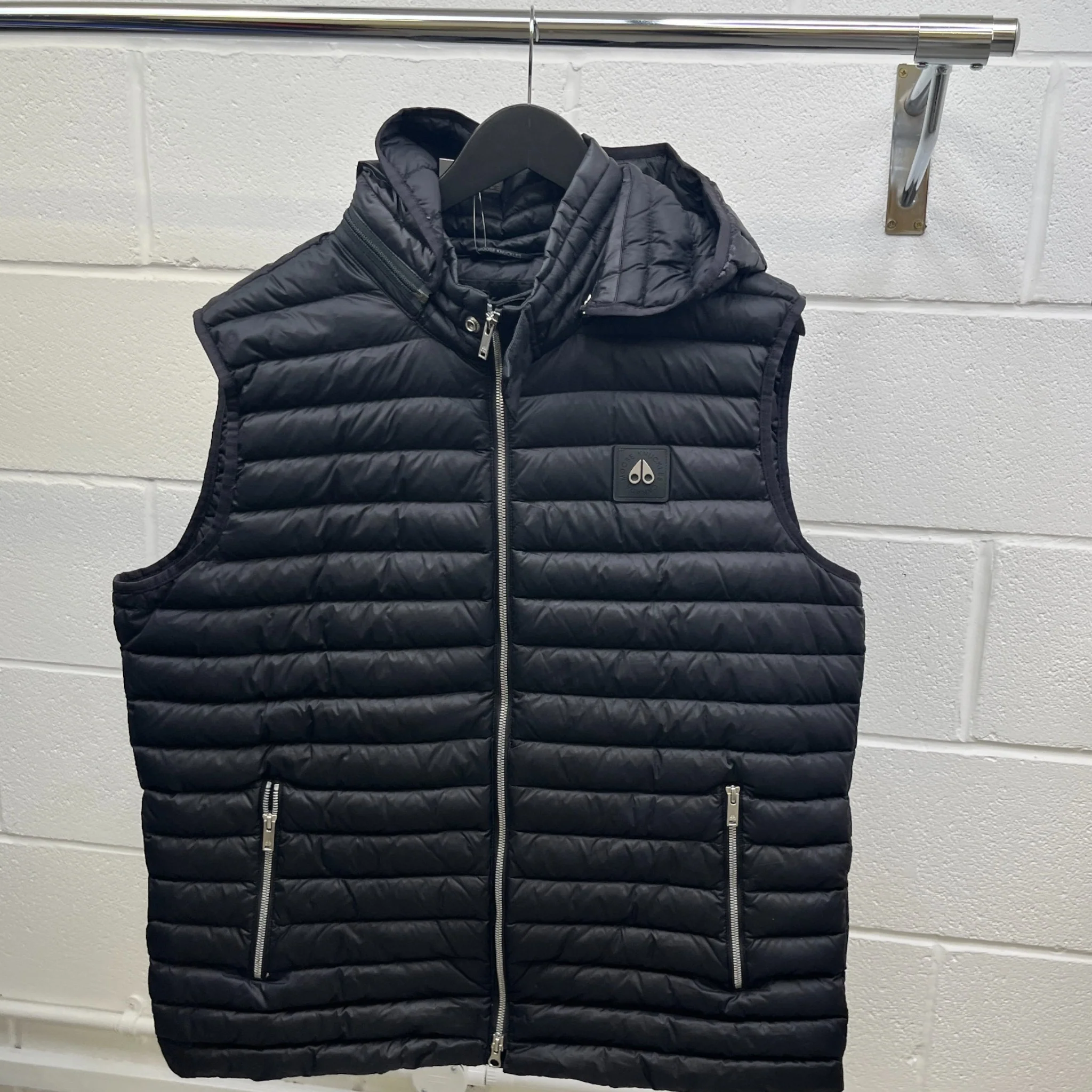 Men's Plaque Logo Gilet Black Size XL - Image 9