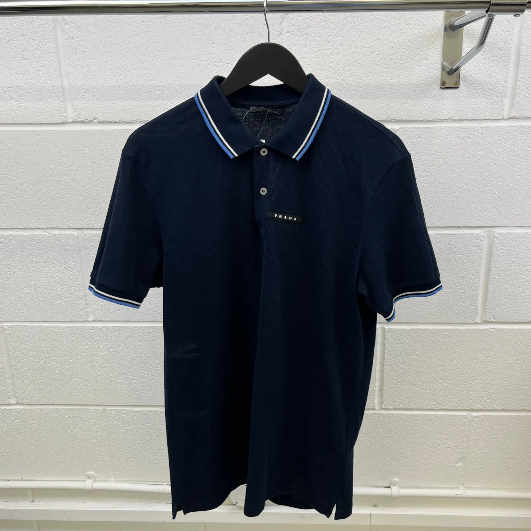 Men's Plaque Logo Polo Shirt Navy Size XL - Image 8