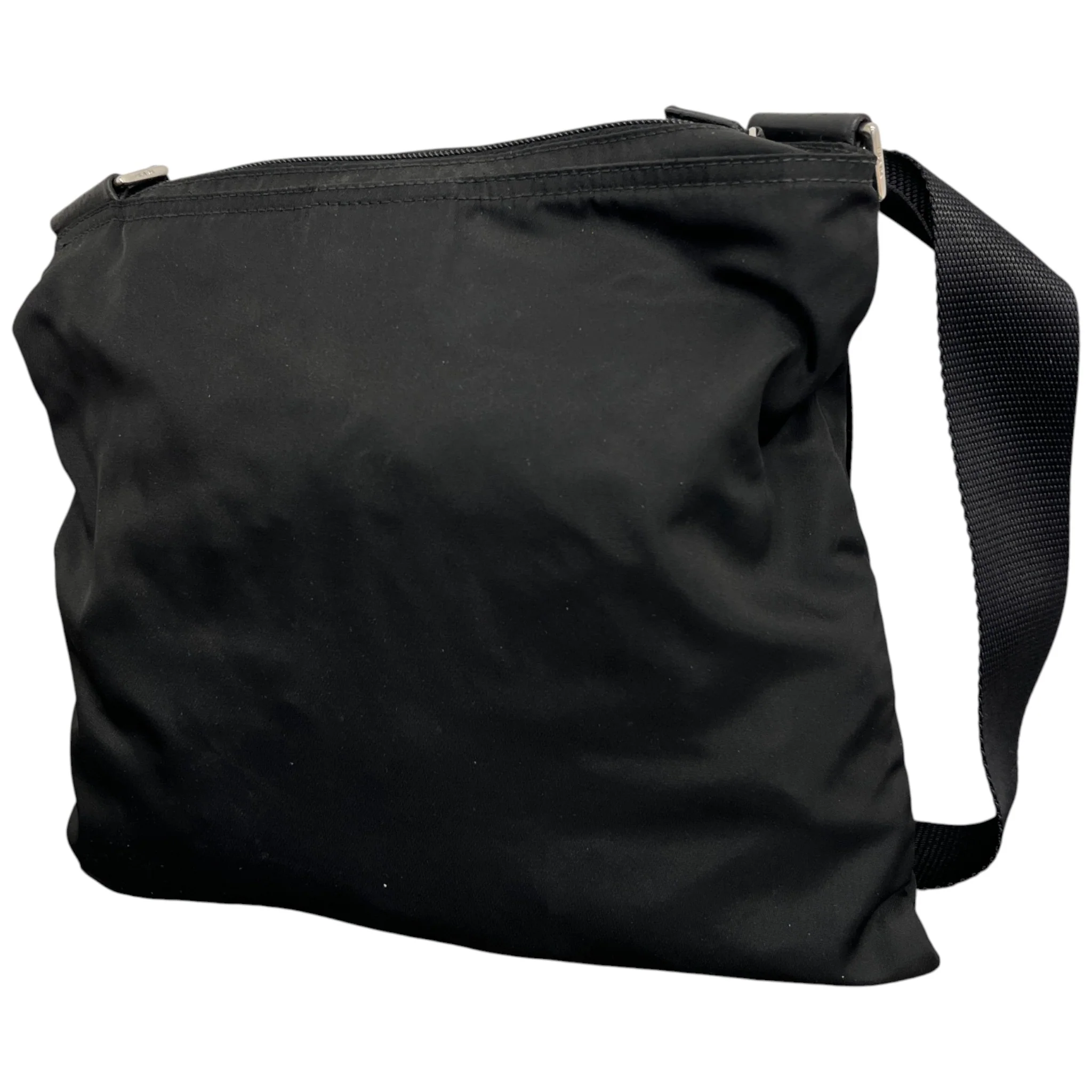 Men's Plaque Logo Re-Nylon Messenger Bag Black - Image 7
