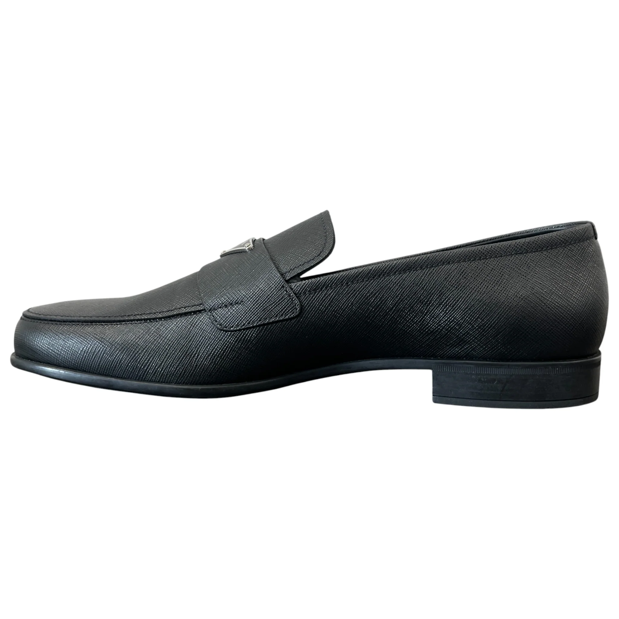 Men's Plaque Logo Saffiano Loafers Black Size EU 44 / UK 10 - Image 2