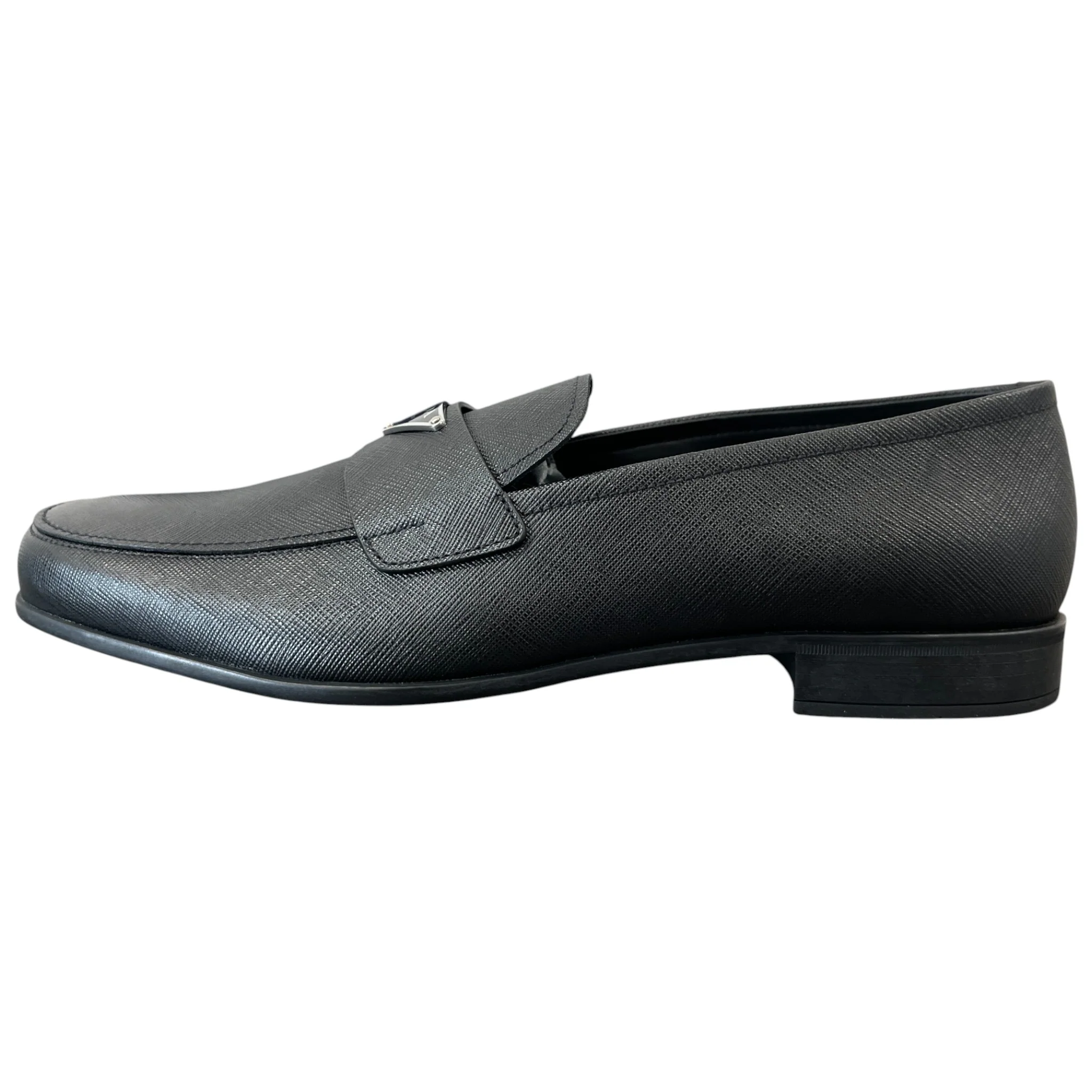 Men's Plaque Logo Saffiano Loafers Black Size EU 44 / UK 10 - Image 5