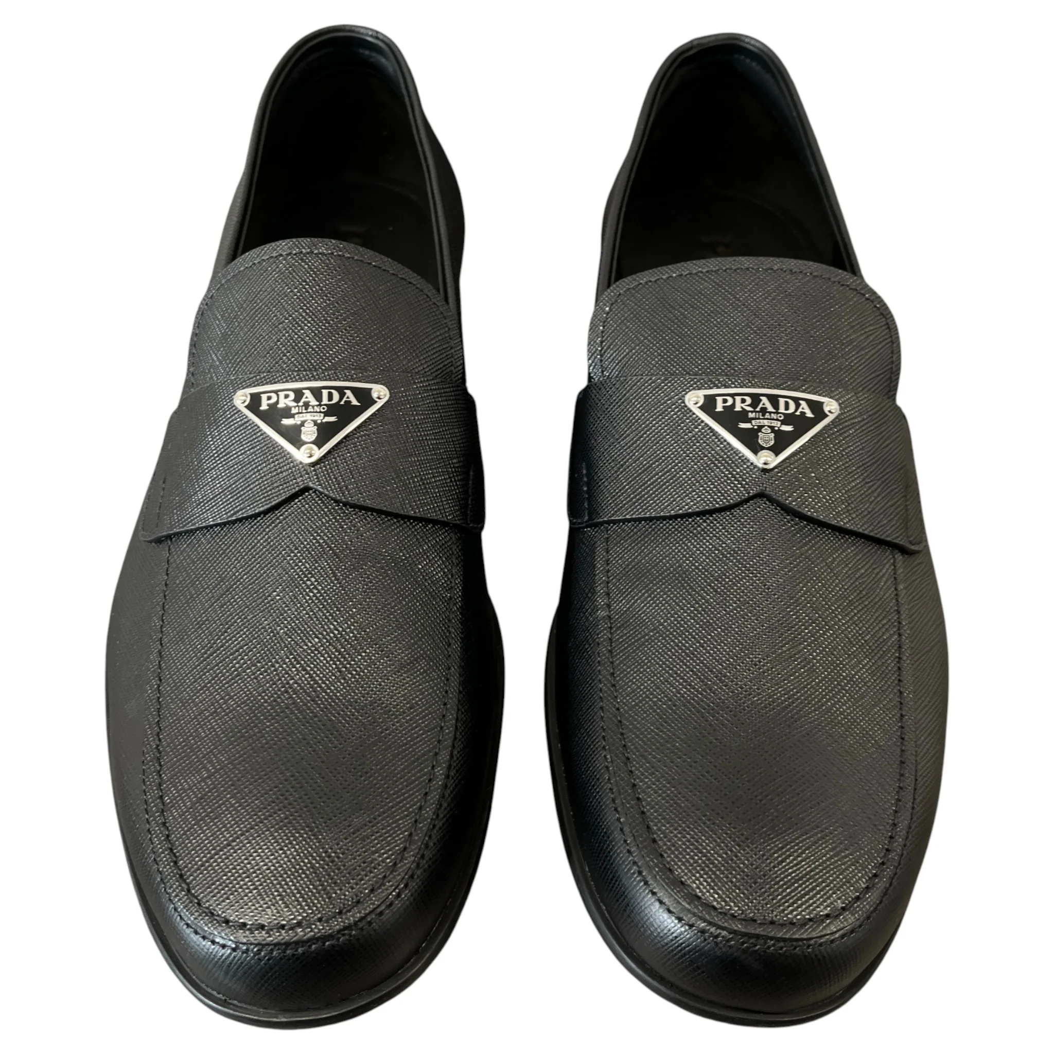 Men's Plaque Logo Saffiano Loafers Black Size EU 44 / UK 10 - Image 6