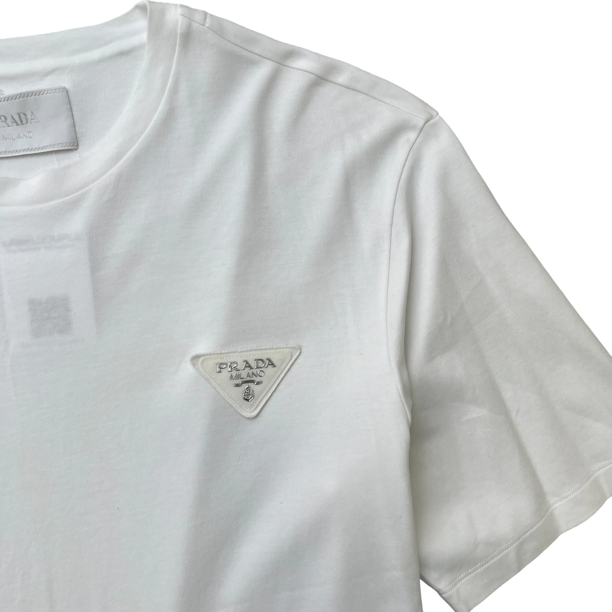 Men's Plaque Logo T-Shirt White Size L - Image 5
