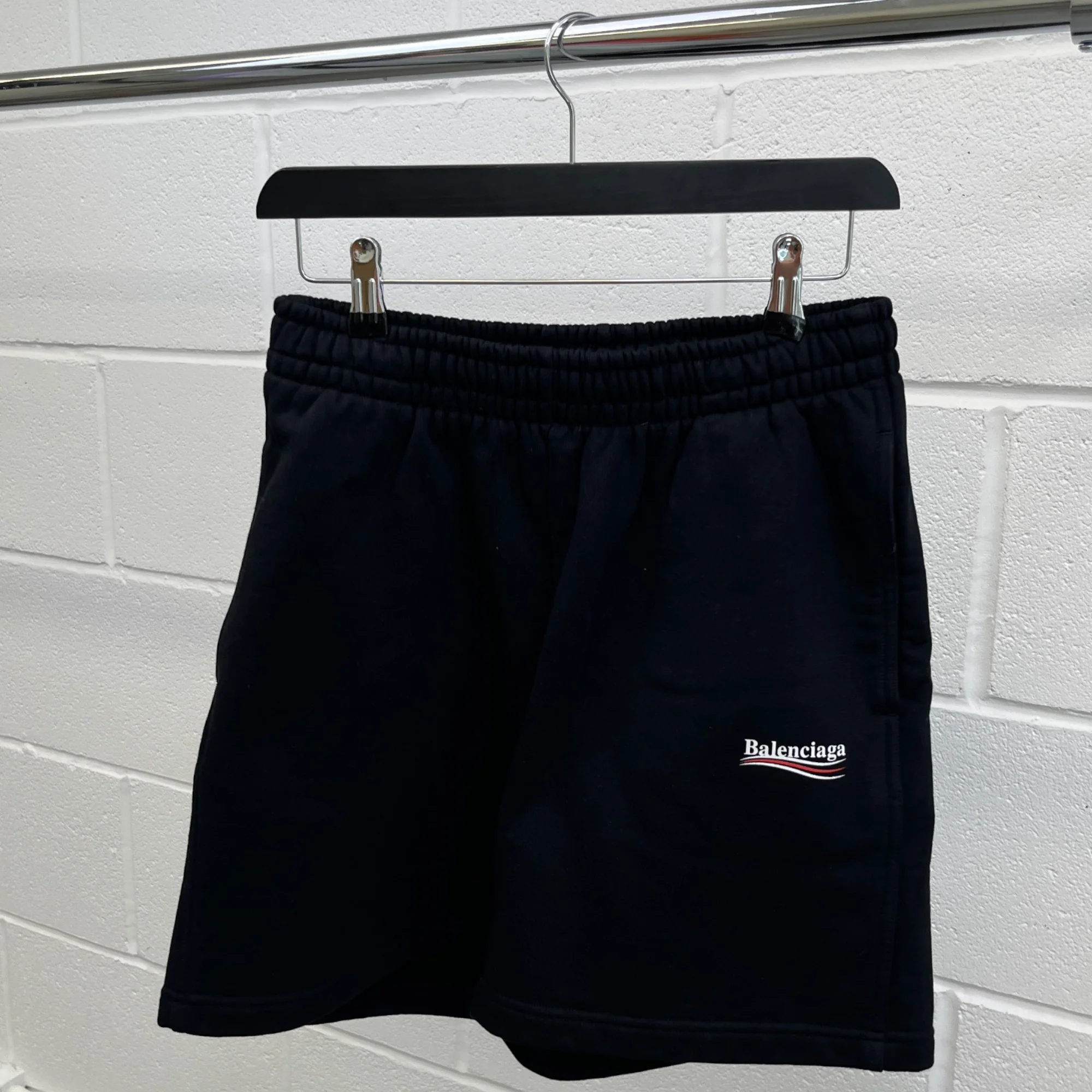 Men's Political Logo Print Shorts Black Size XXS - Image 8