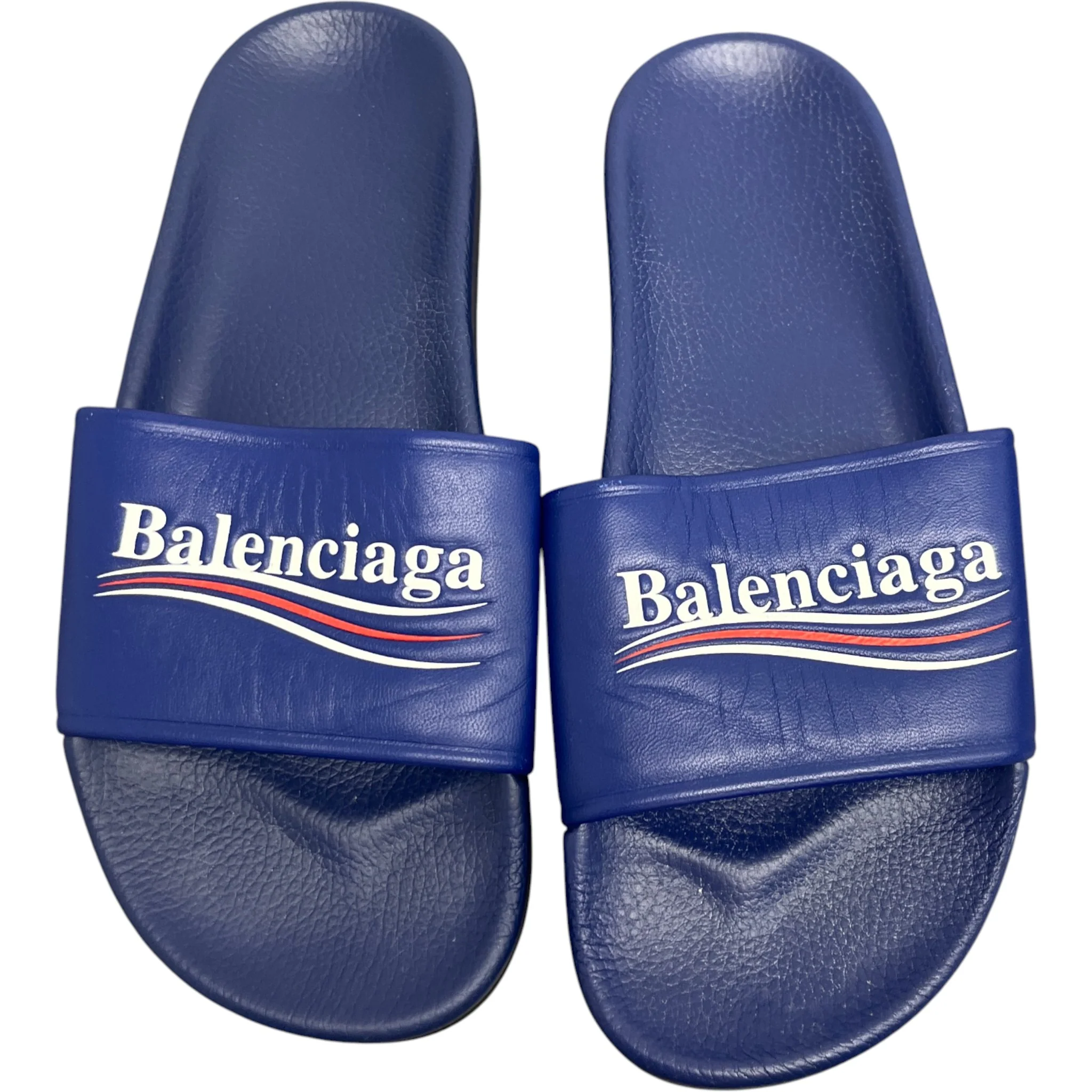 Men's Pool Political Logo Slides Blue Size EU 41 / UK 7 - Image 7