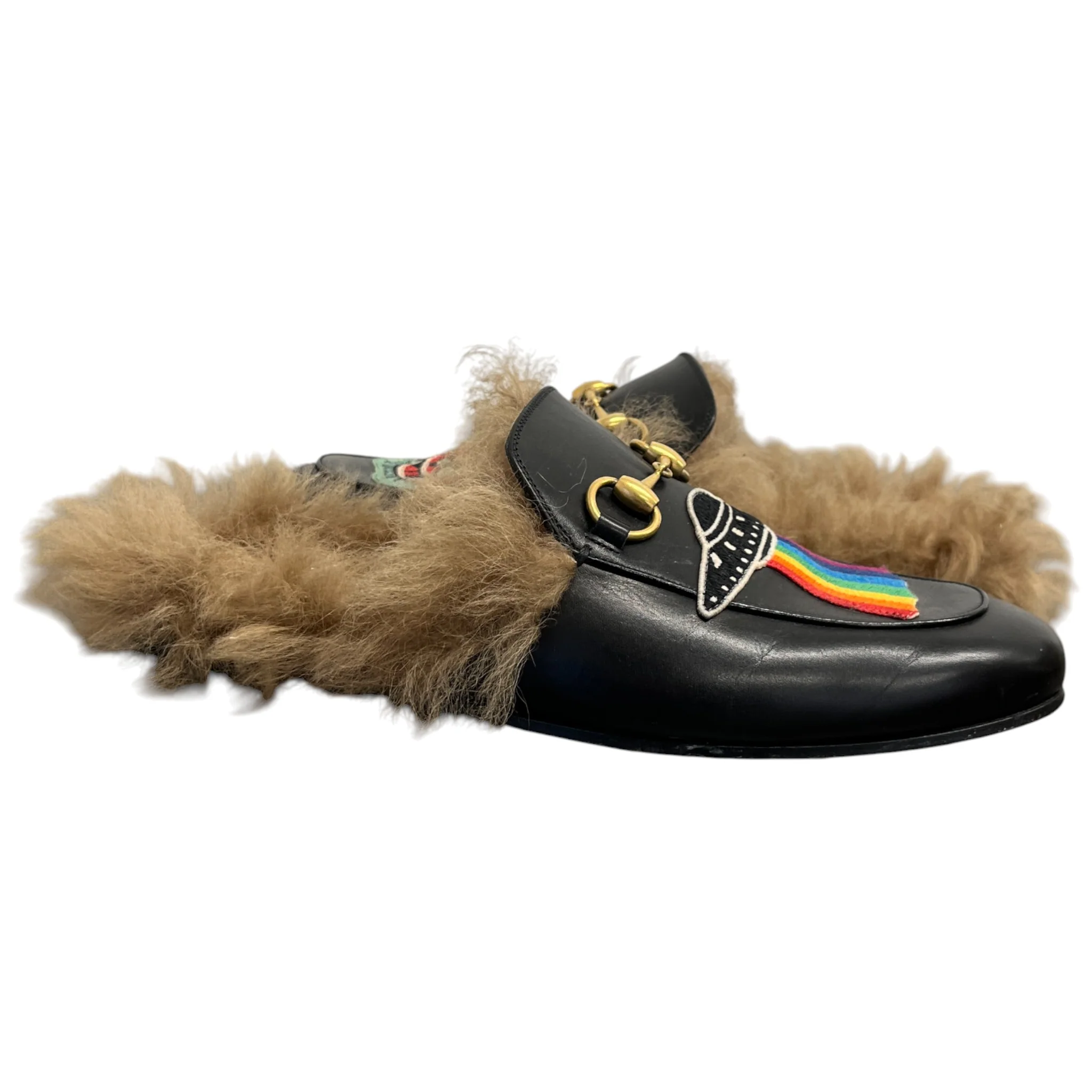 Men's Princetown Fur Loafers Black Size EU 41.5 / UK 7.5 - Image 3