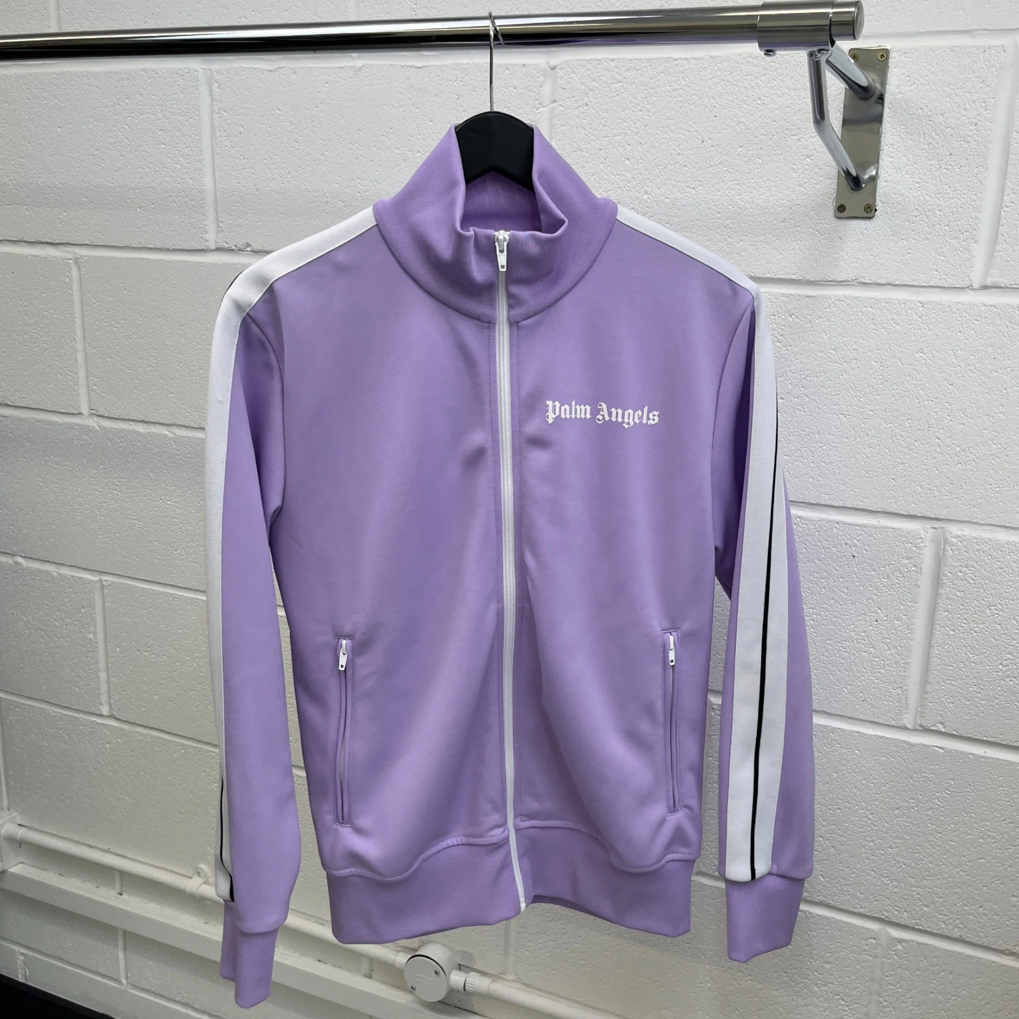 Men's Printed Logo Track Jacket Purple Size M - Image 8
