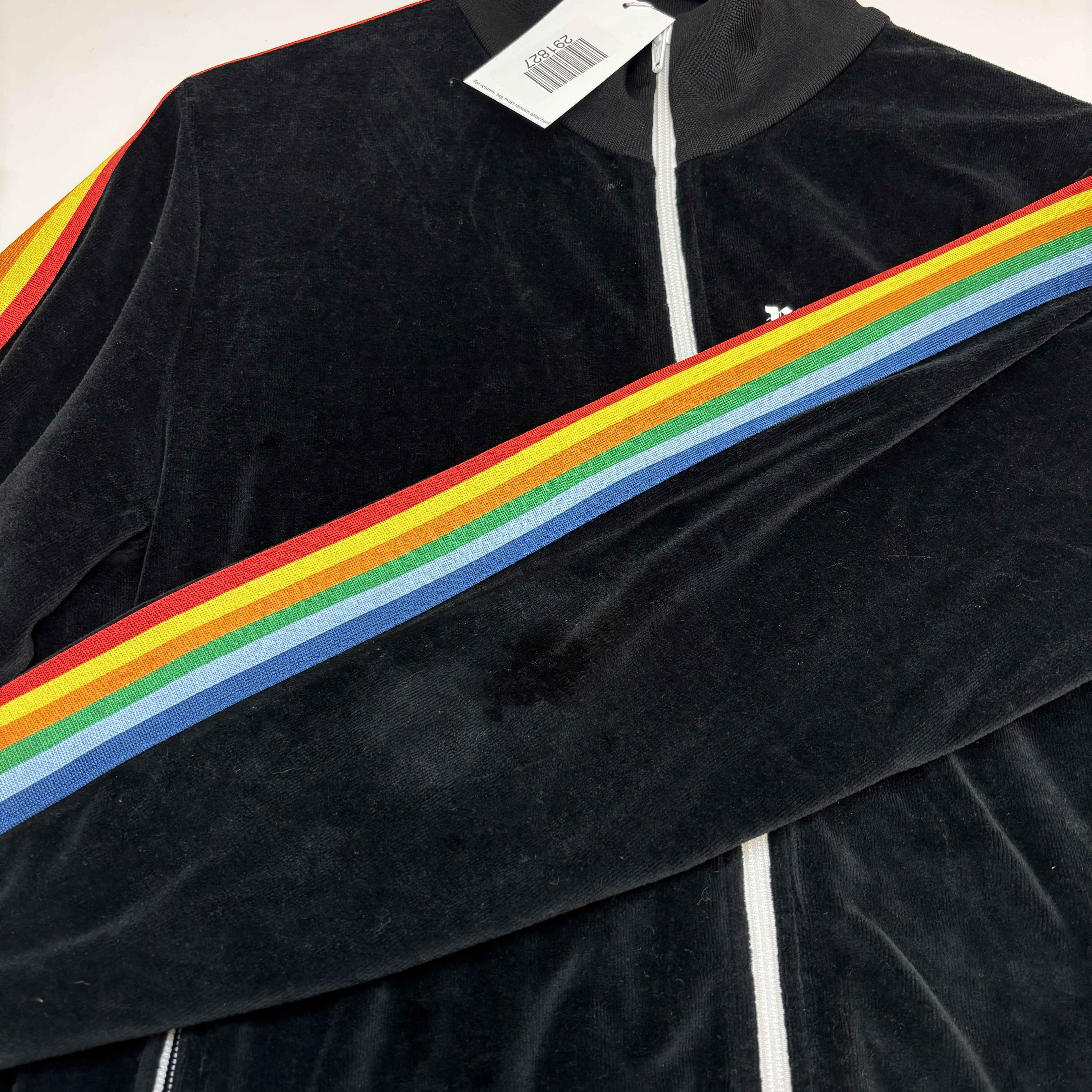 Men's Rainbow Stripe Track Jacket Black Size L - Image 10
