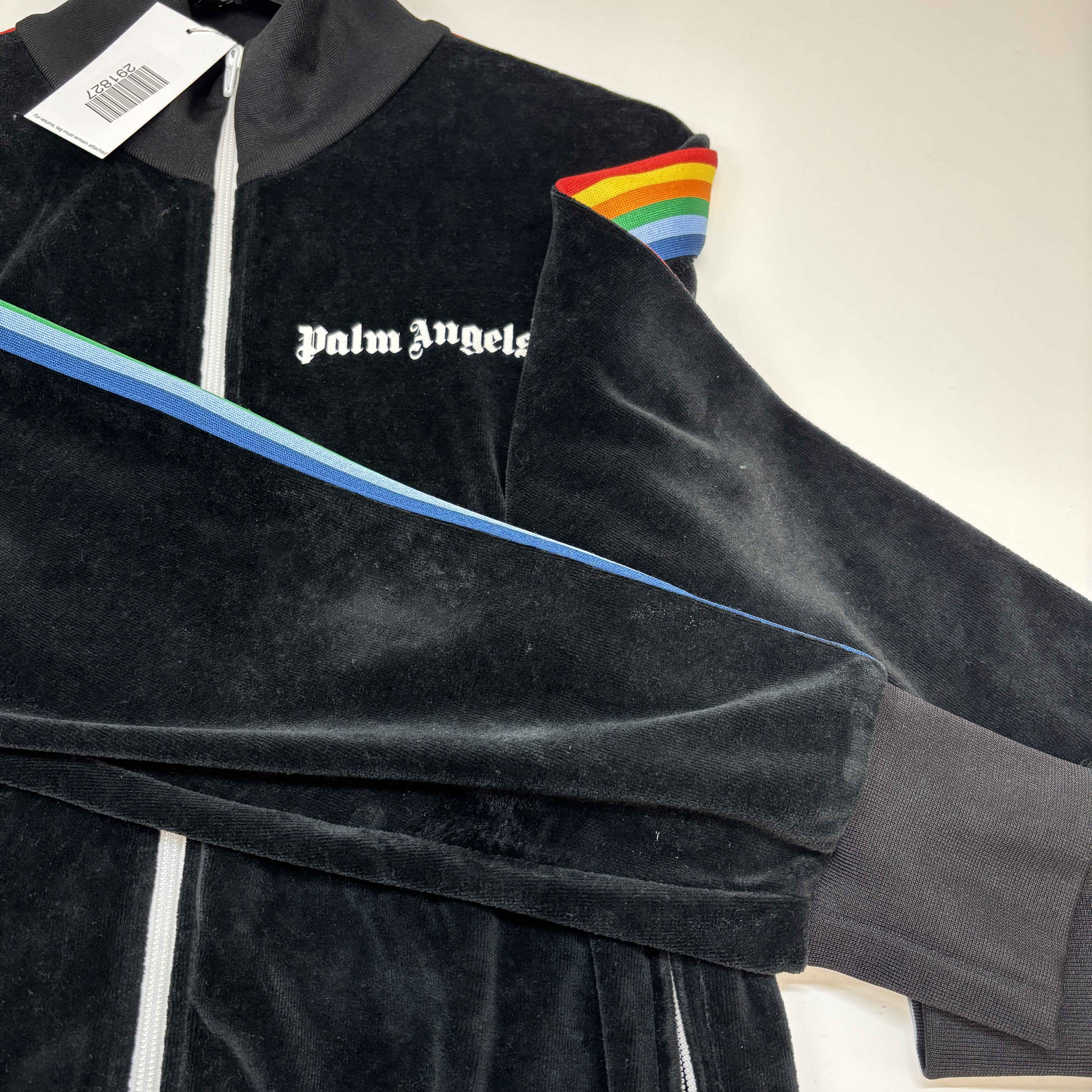 Men's Rainbow Stripe Track Jacket Black Size L - Image 11