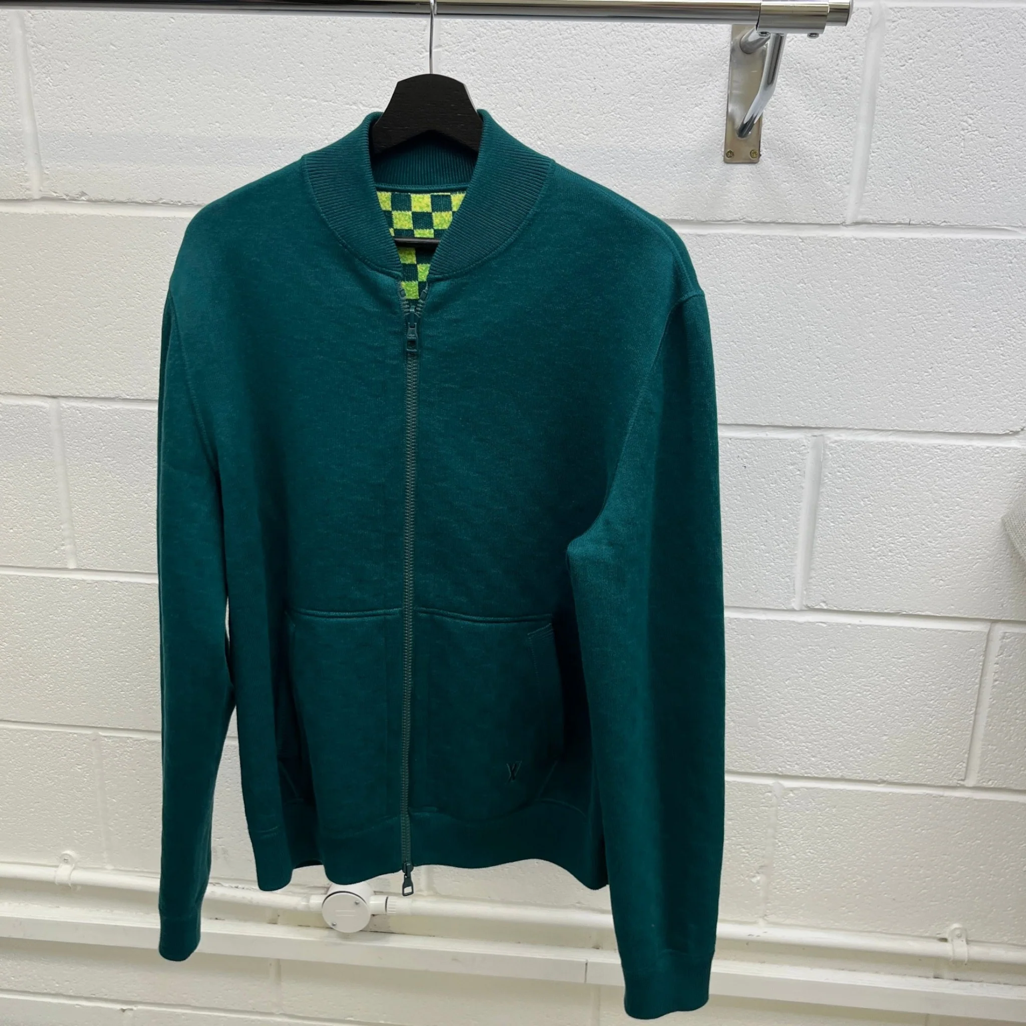 Men's Reversible Damier Track Jacket Green Size M - Image 14