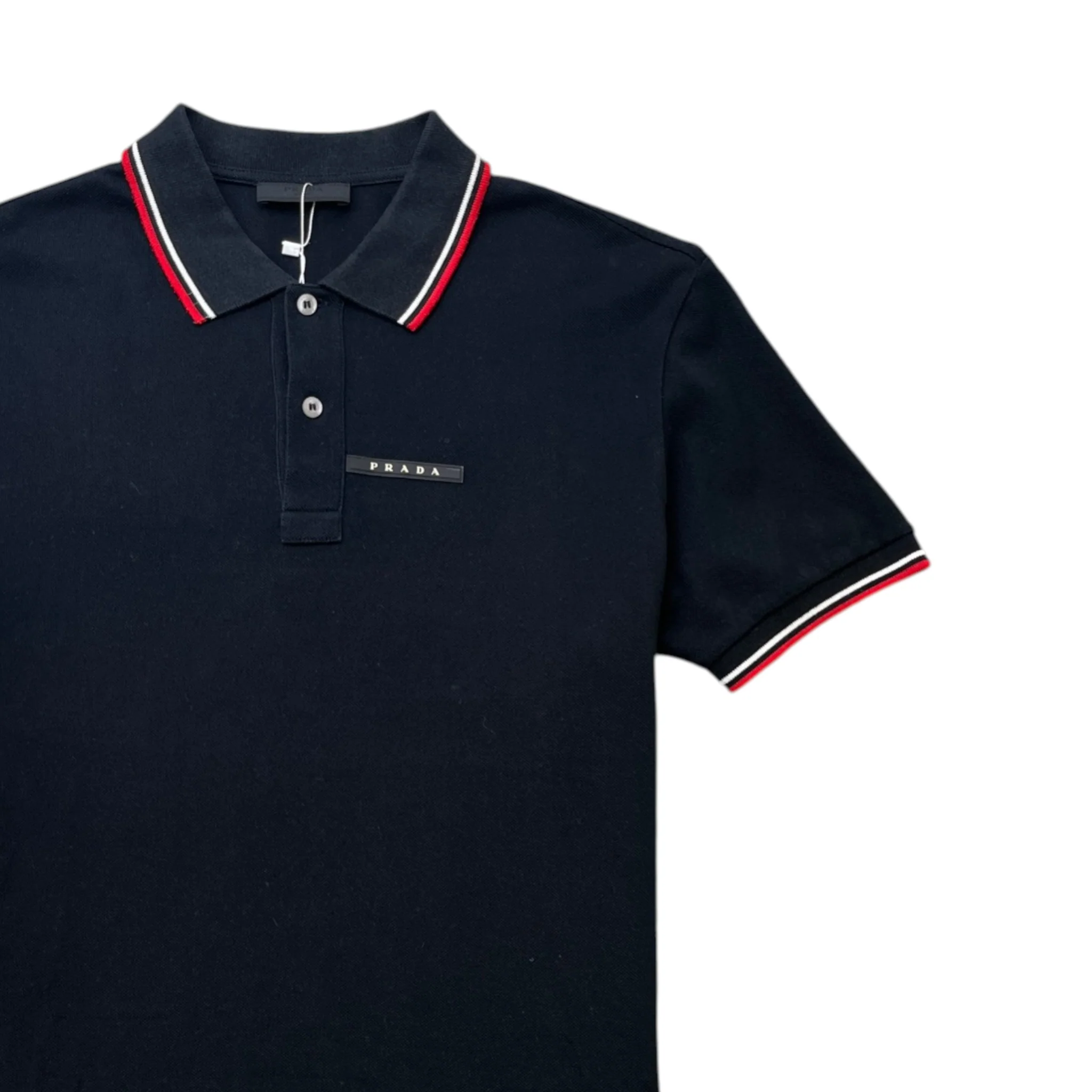 Men's Rubber Logo Polo Shirt Black Size L - Image 3