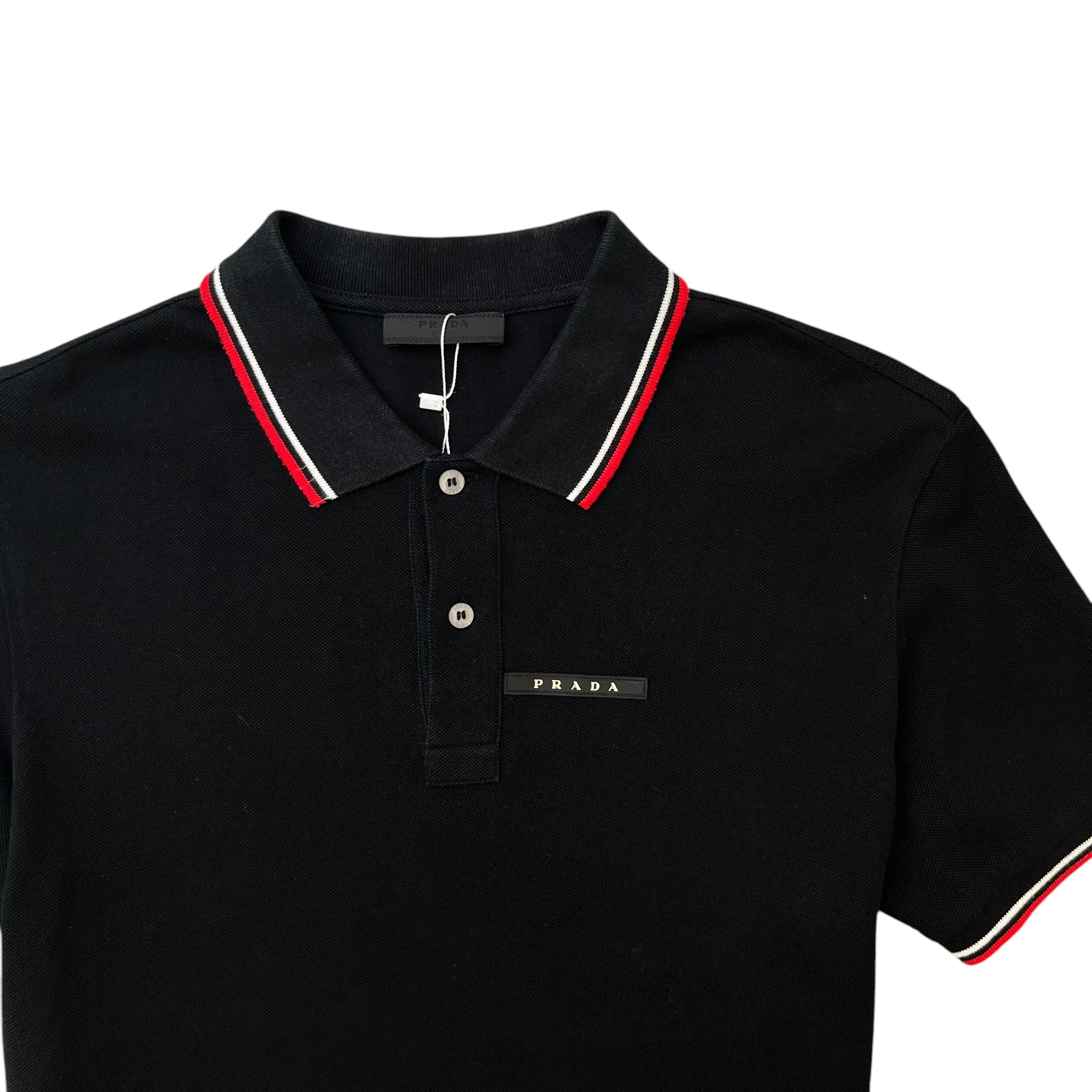Men's Rubber Logo Polo Shirt Black Size L - Image 5