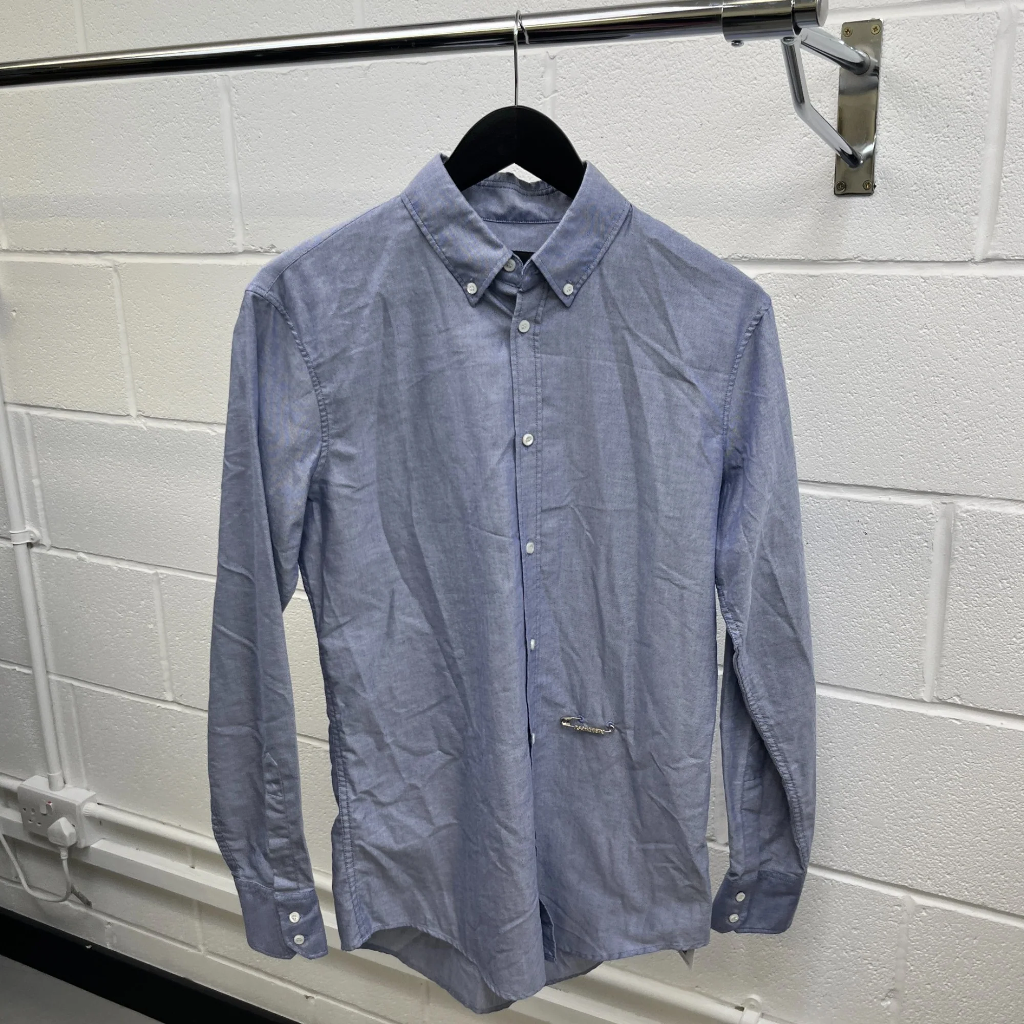 Men's Safety Pin Logo Long Sleeve Shirt Blue Size IT 48 / UK M - Image 10