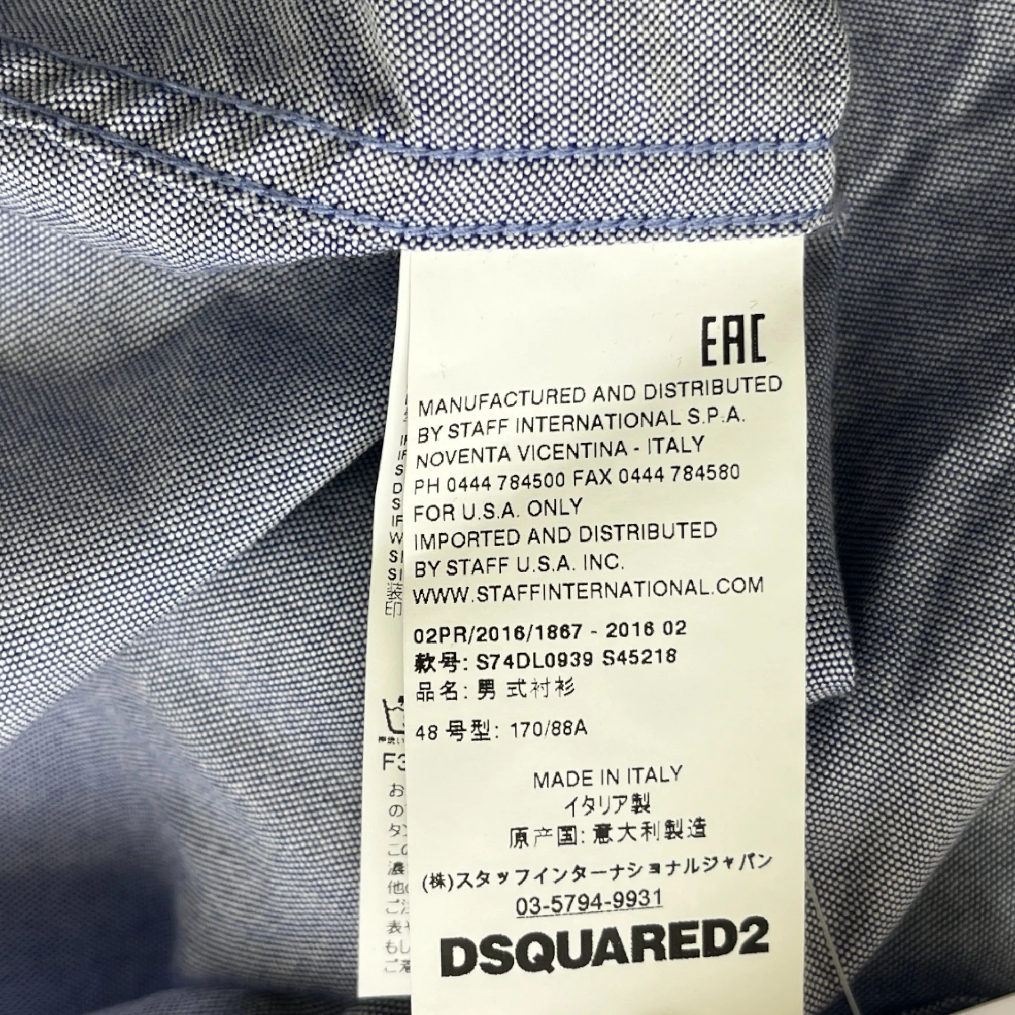 Men's Safety Pin Logo Long Sleeve Shirt Blue Size IT 48 / UK M - Image 9