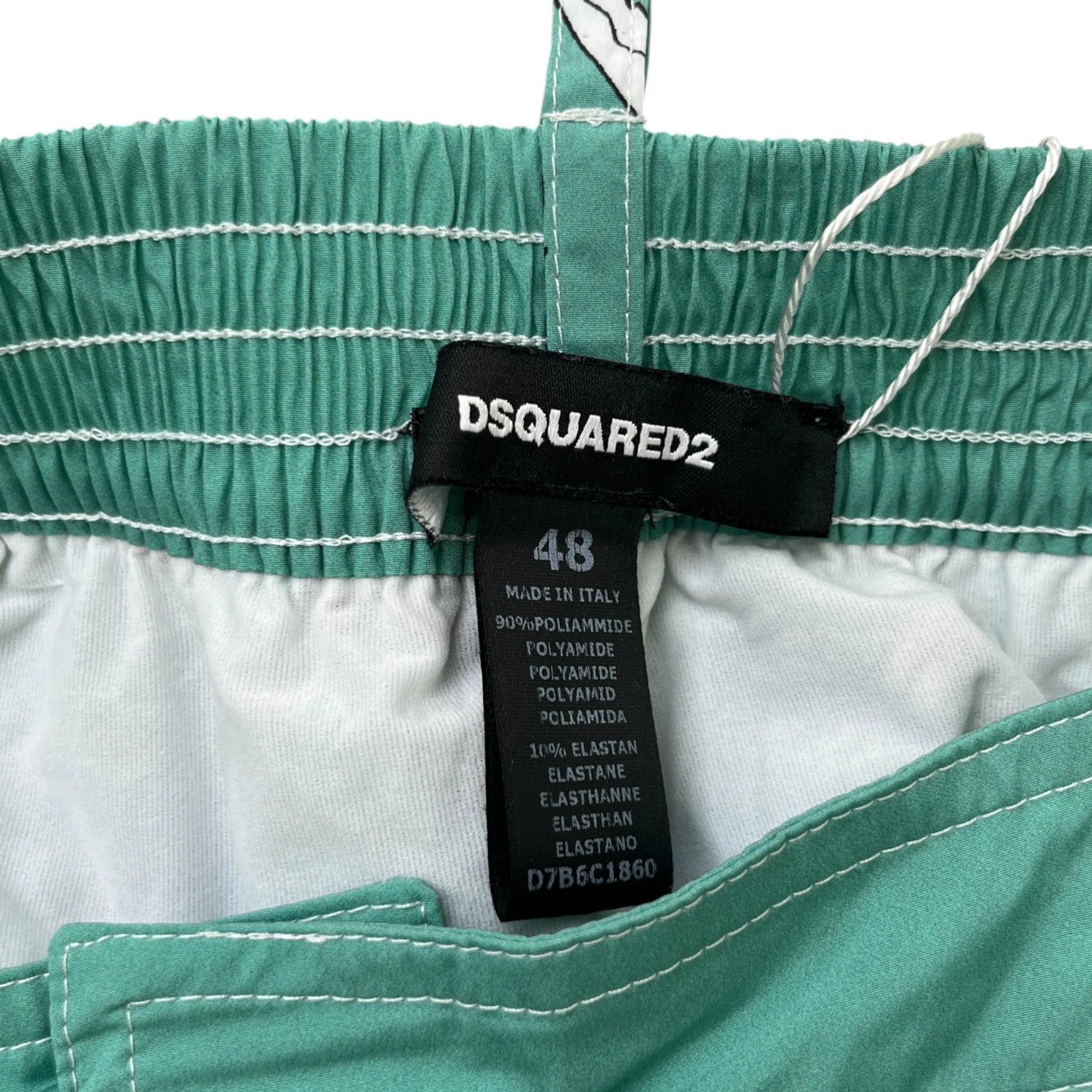 Men's Skull Graphic Print Swim Shorts Green Size W32 / IT 48 - Image 7