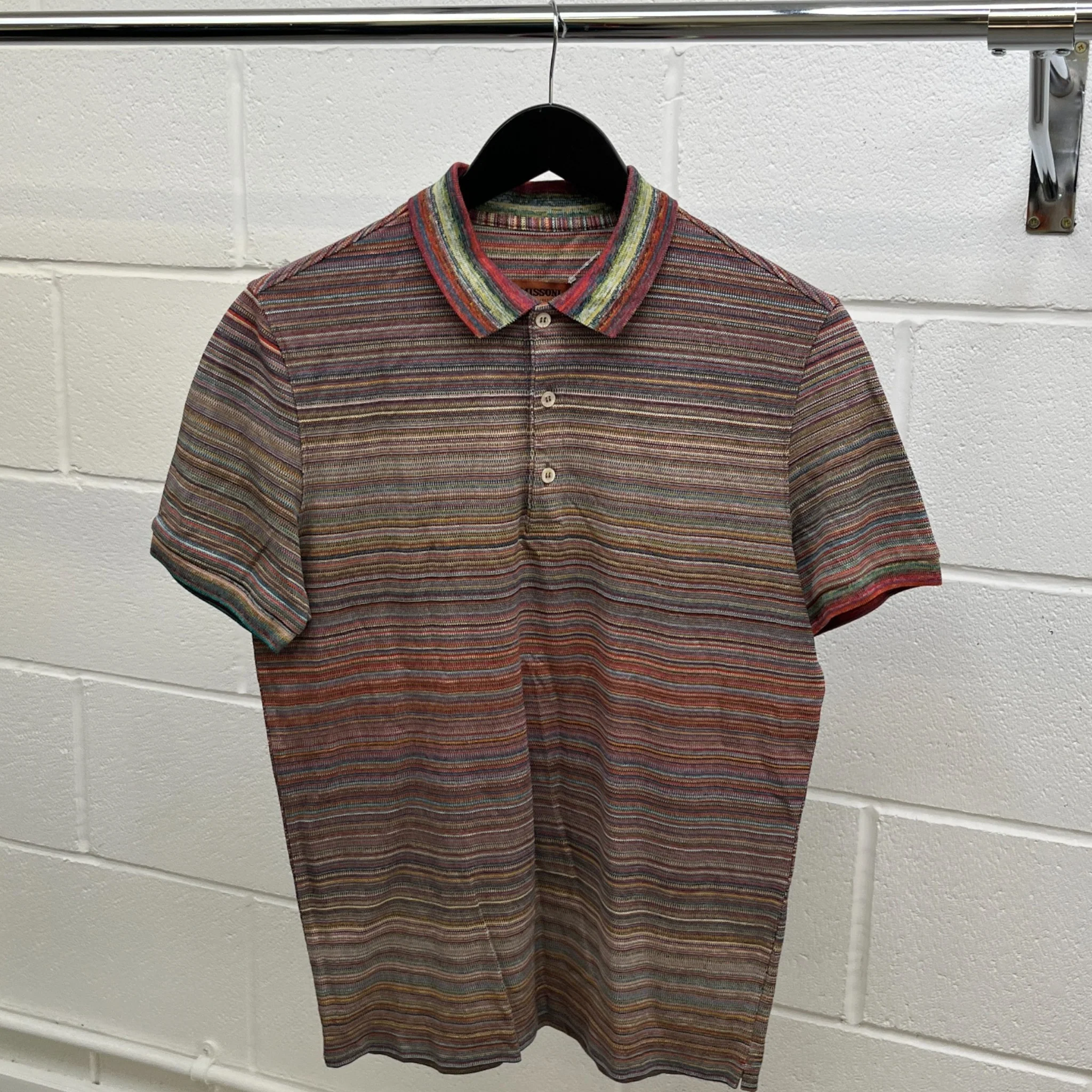 Men's Slub Polo Shirt Multi-Coloured Size S - Image 8