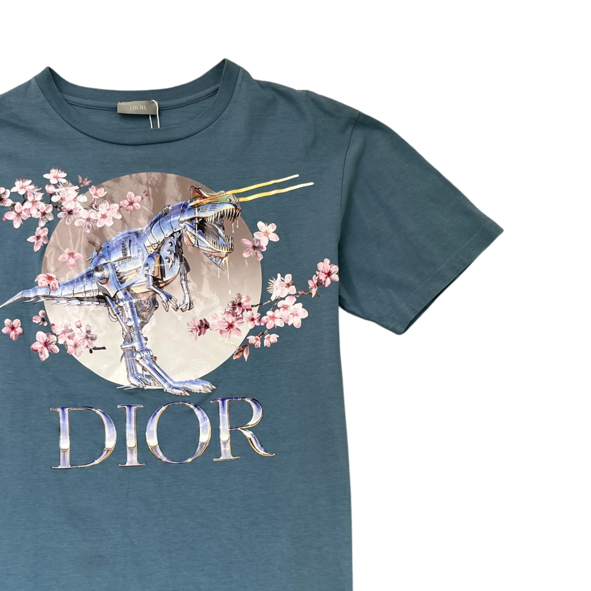 Men's Sorayama Dinosaur T-Shirt Blue Size XS - Image 3