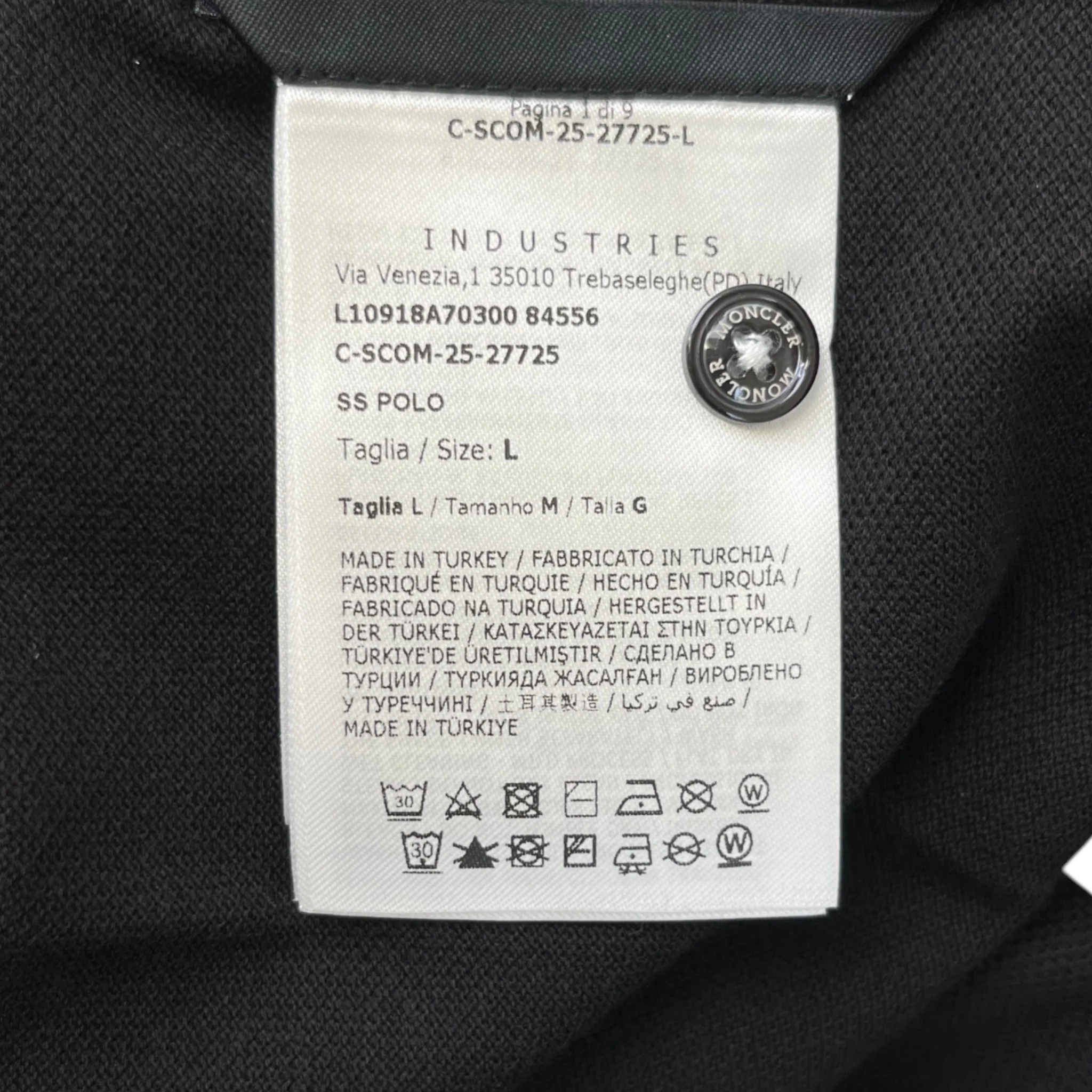 Men's Ss Maglia Polo Shirt Black Size L - Image 11