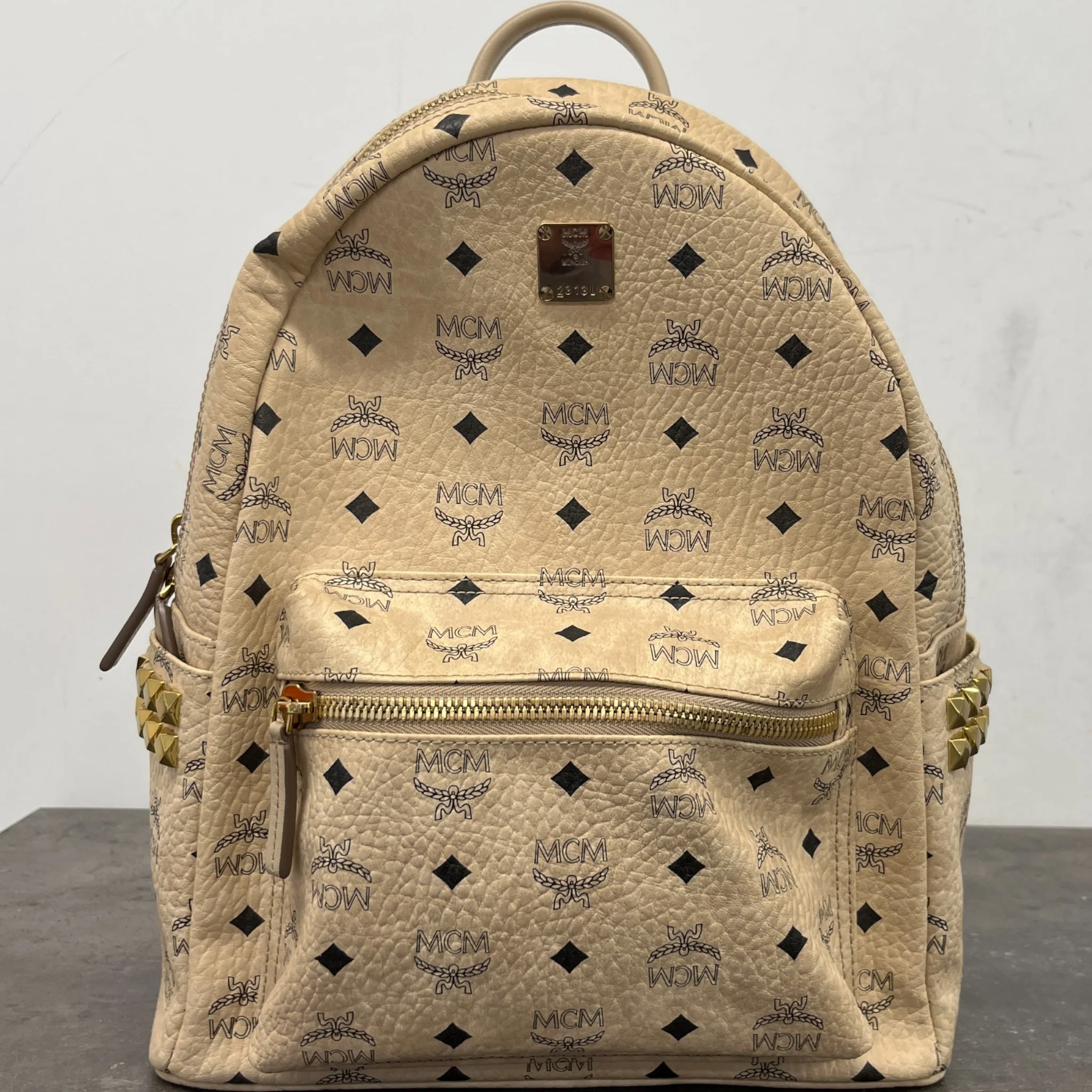 Men's Stark Side Studs Backpack Beige - Image 12