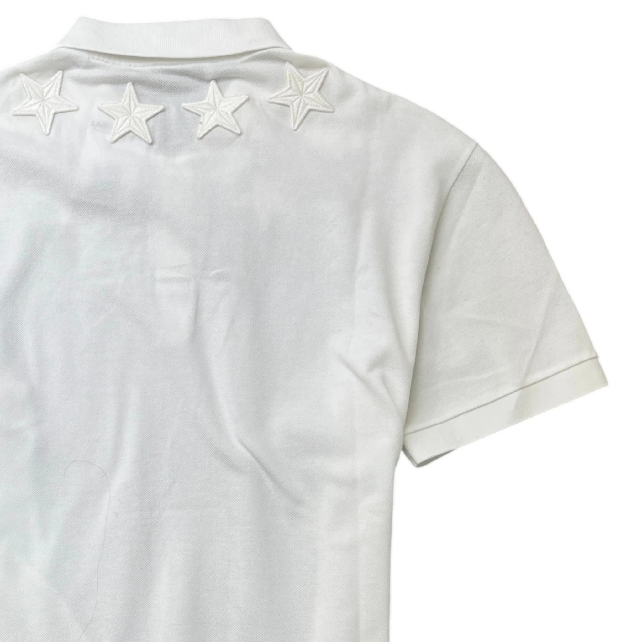 Men's Stars Embroidered Polo Shirt White Size XXL - Image 4