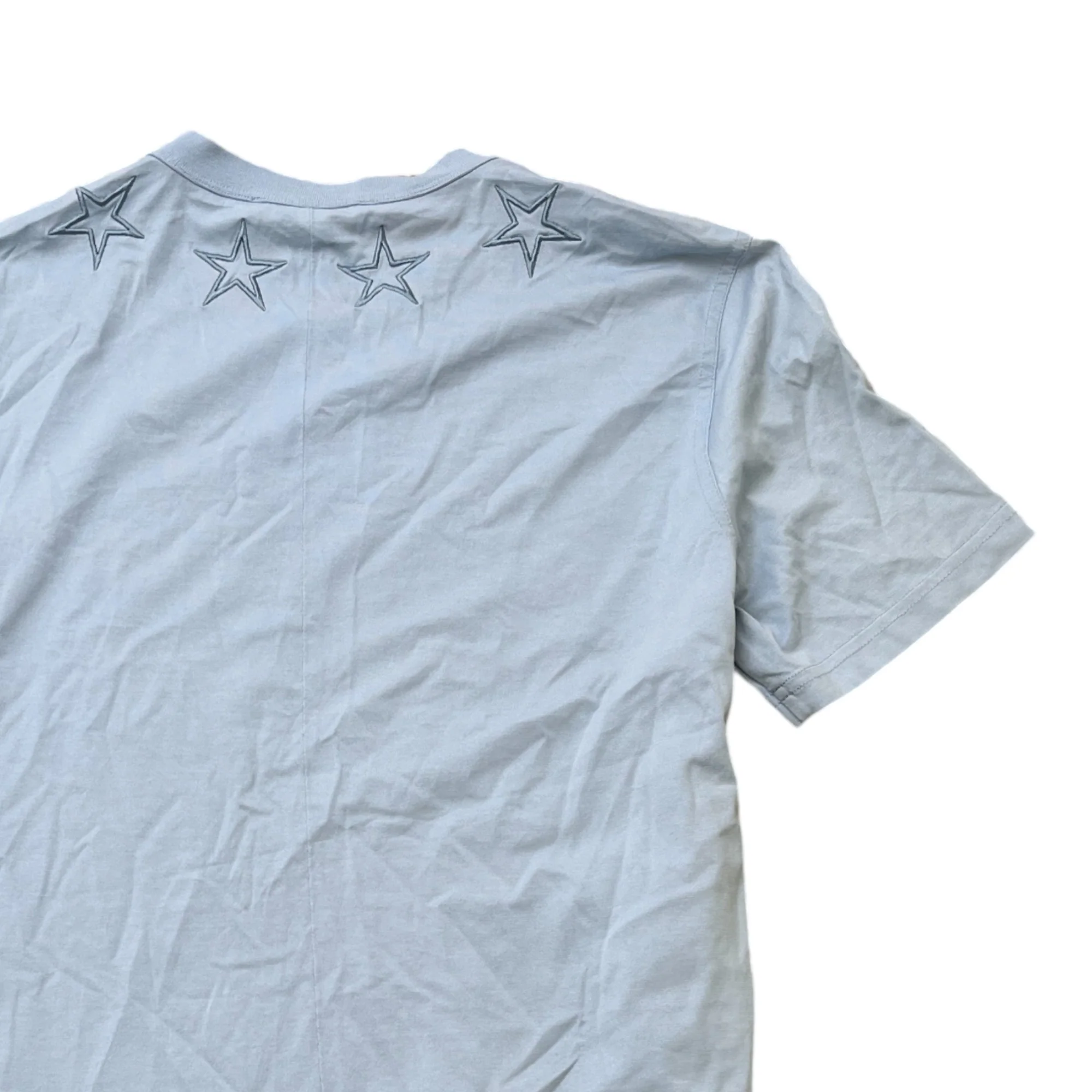 Men's Stars Embroidered T-Shirt Blue Size S - Image 4