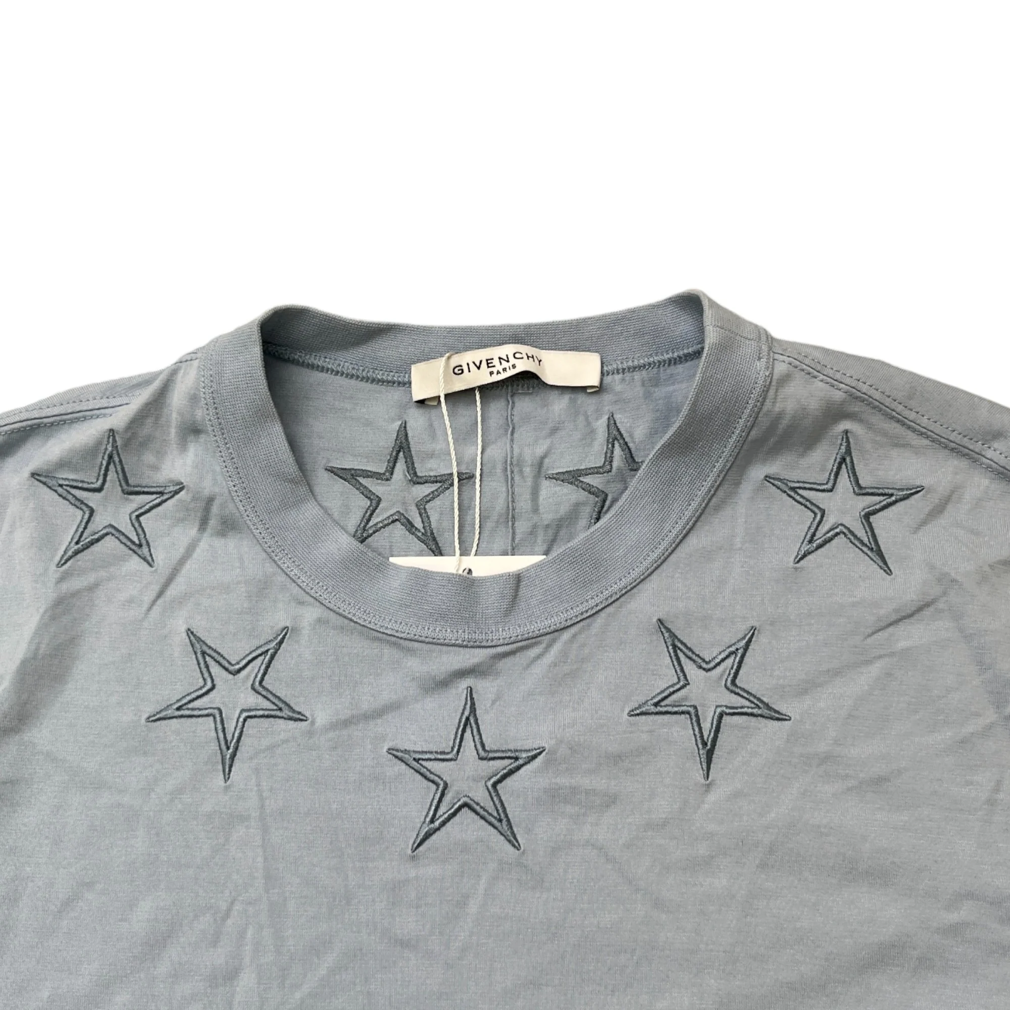 Men's Stars Embroidered T-Shirt Blue Size S - Image 5