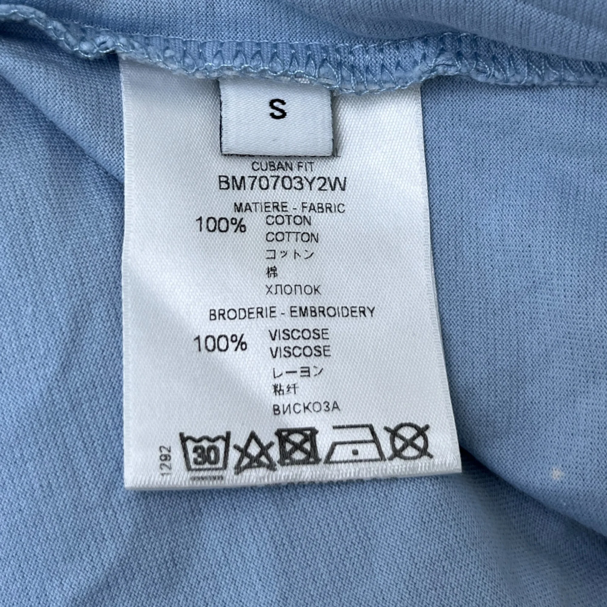 Men's Stars Embroidered T-Shirt Blue Size S - Image 6