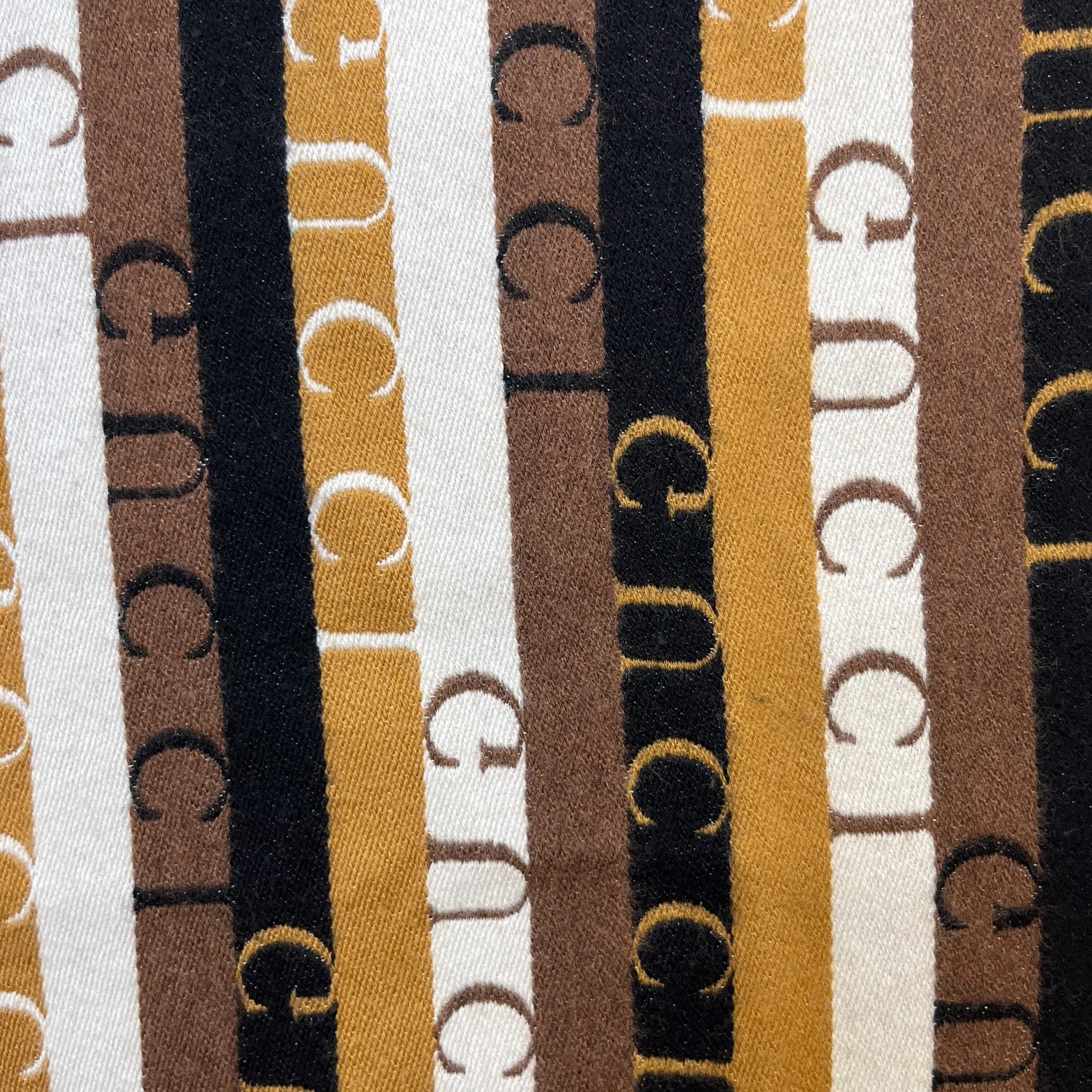 Men's Striped Wool Logo Scarf Brown - Image 4