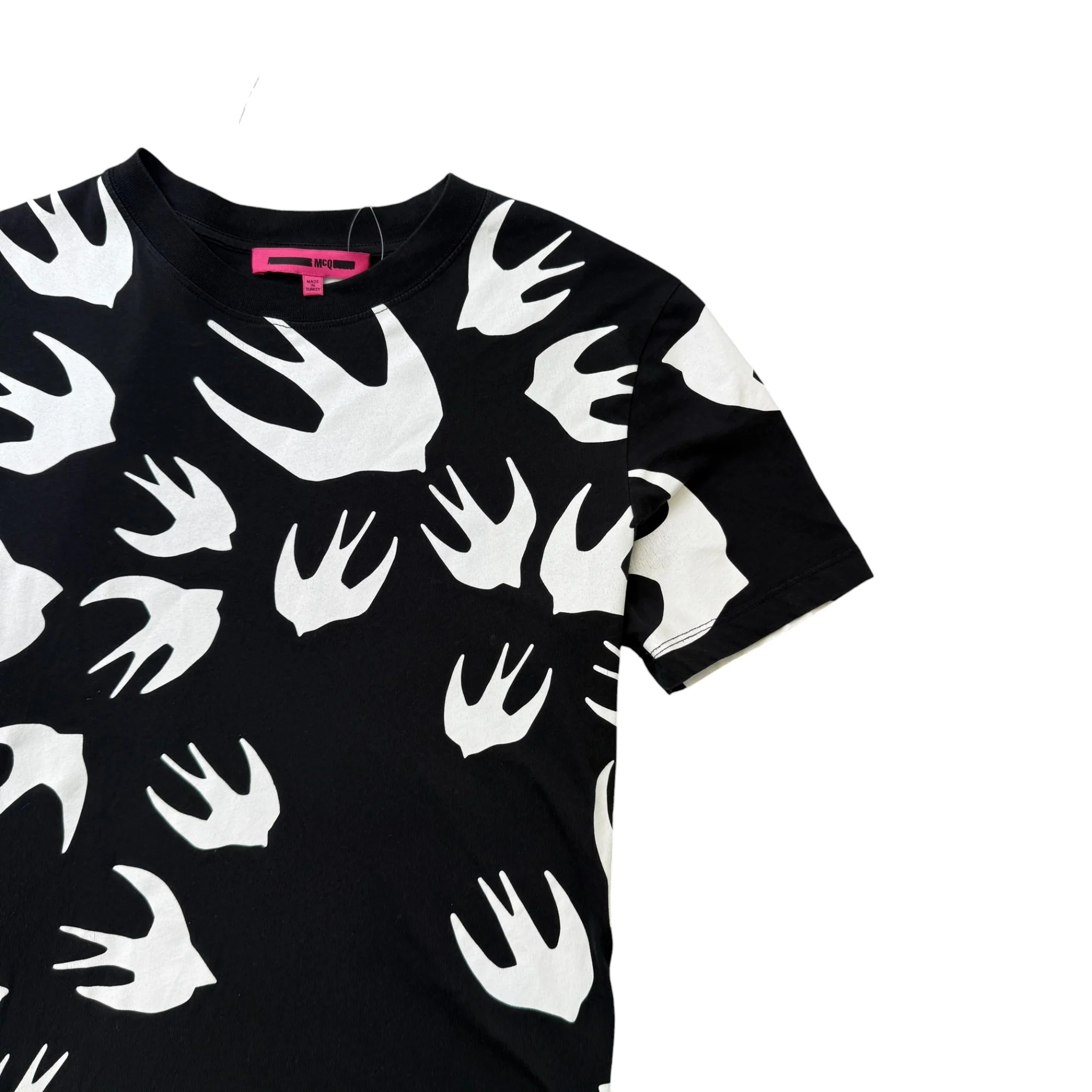 Men's Swallow Print T-Shirt Black Size S - Image 3