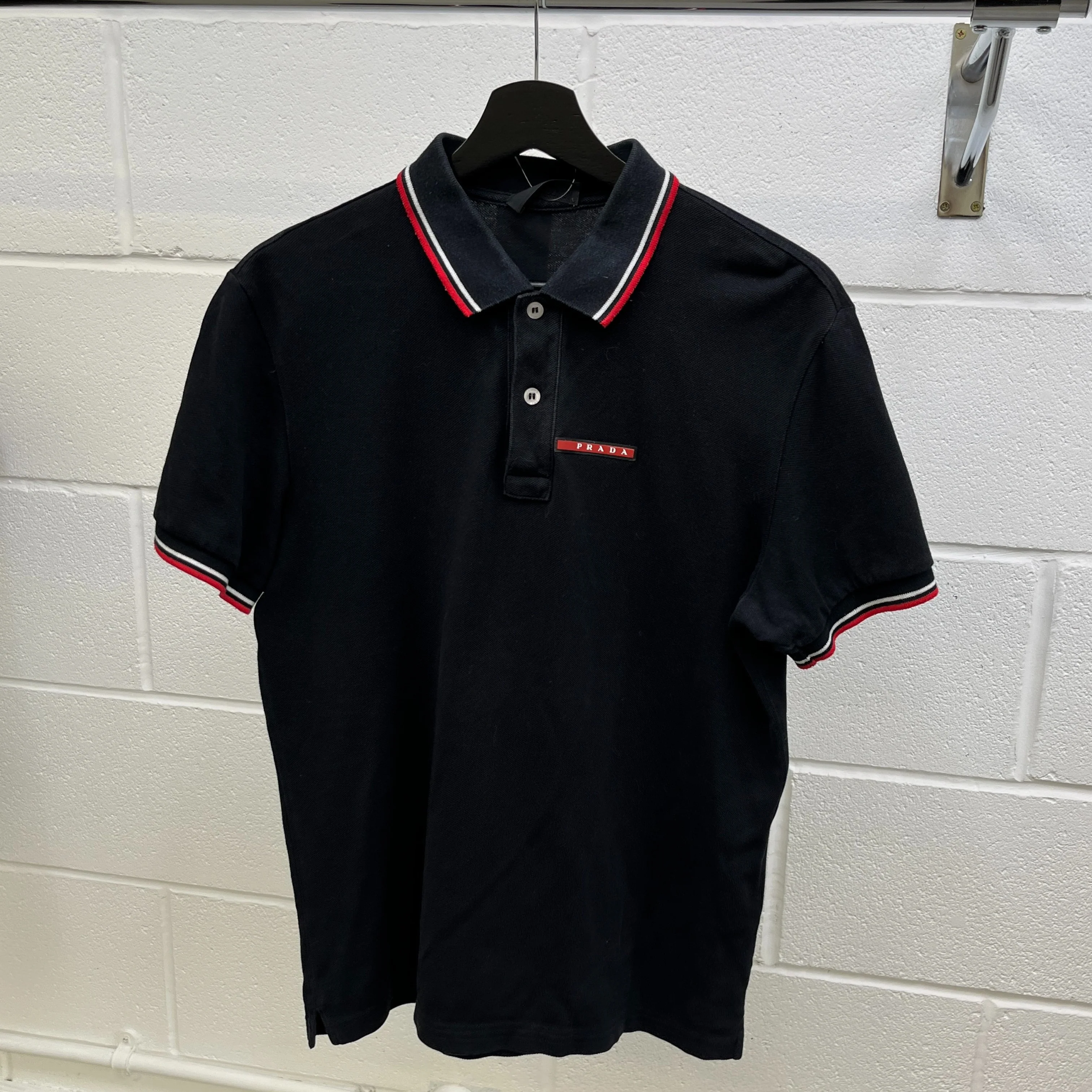 Men's Tab Logo Polo Shirt Black Size M - Image 8
