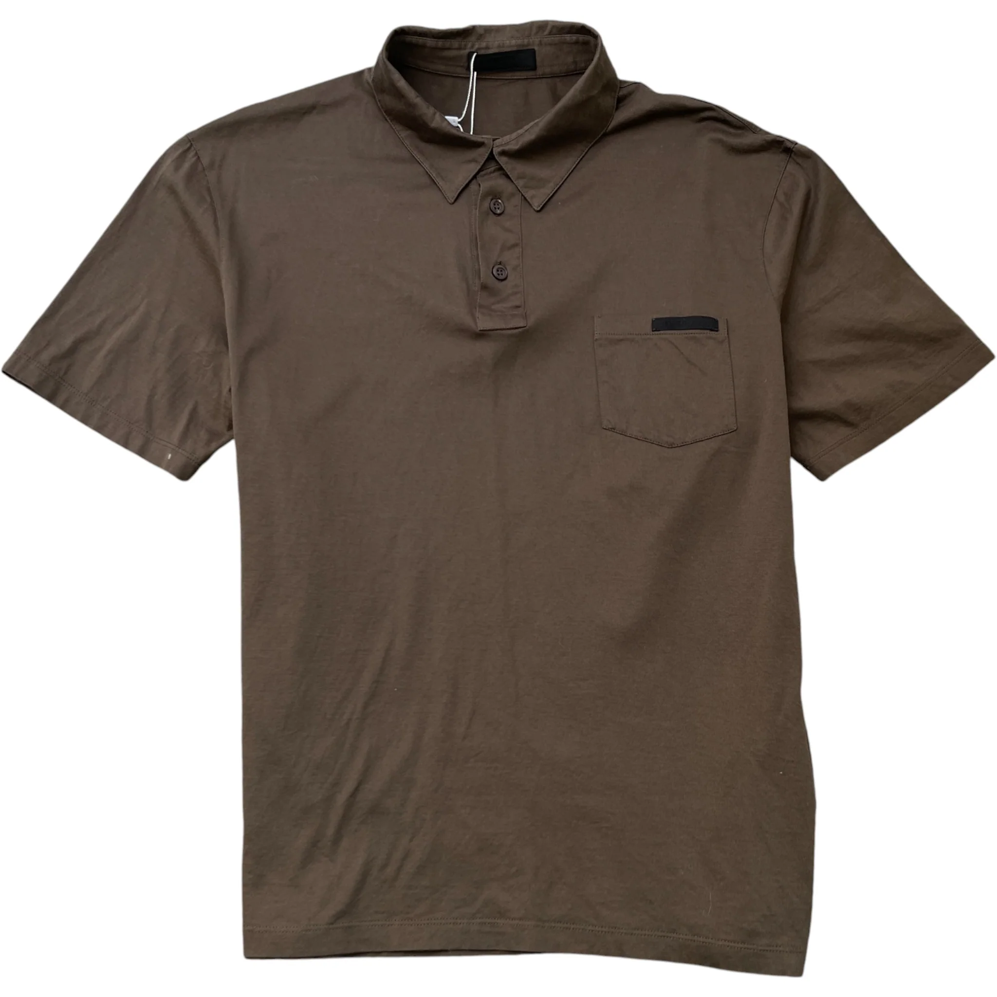 Men's Tab Pocket Logo Polo Shirt Brown Size L