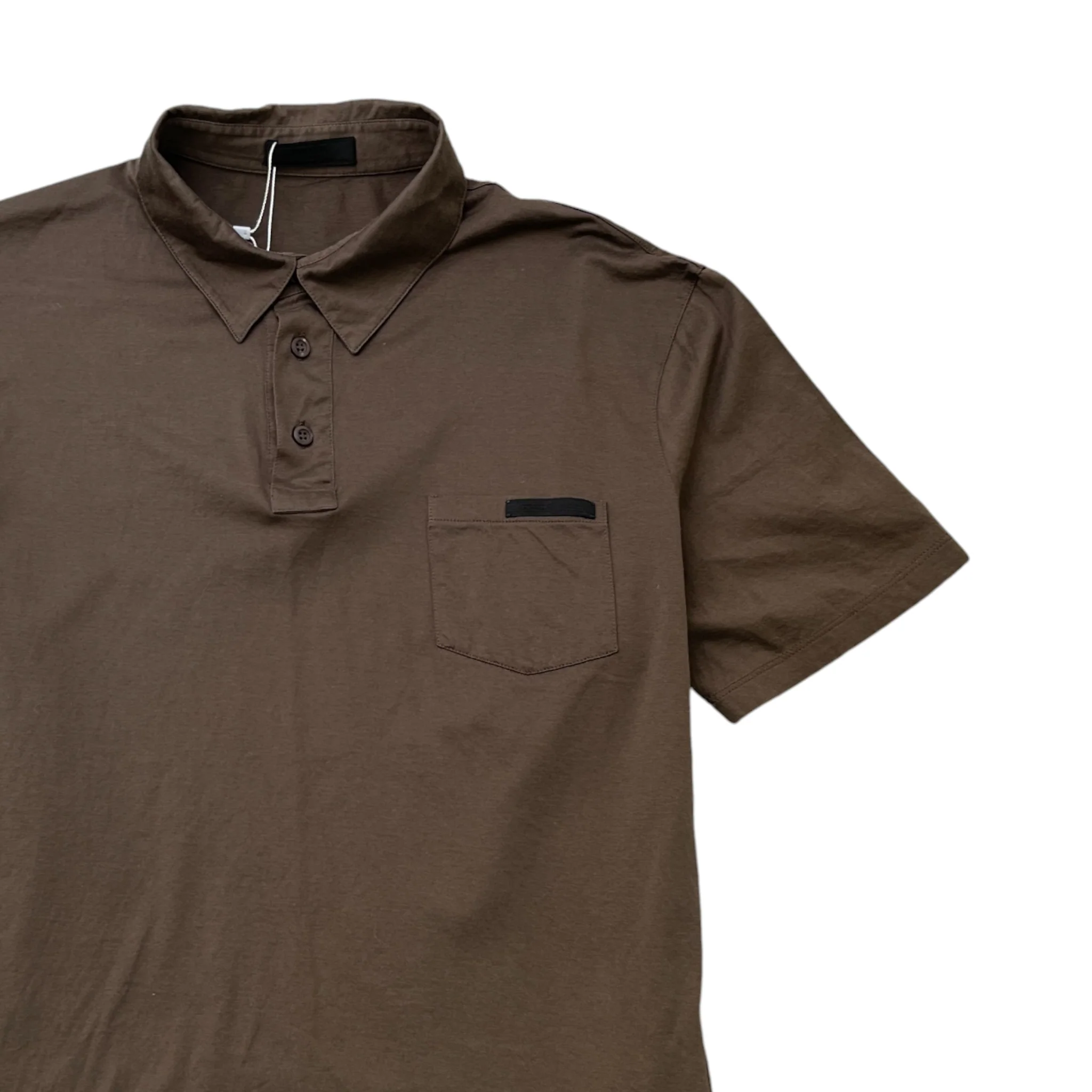 Men's Tab Pocket Logo Polo Shirt Brown Size L - Image 3