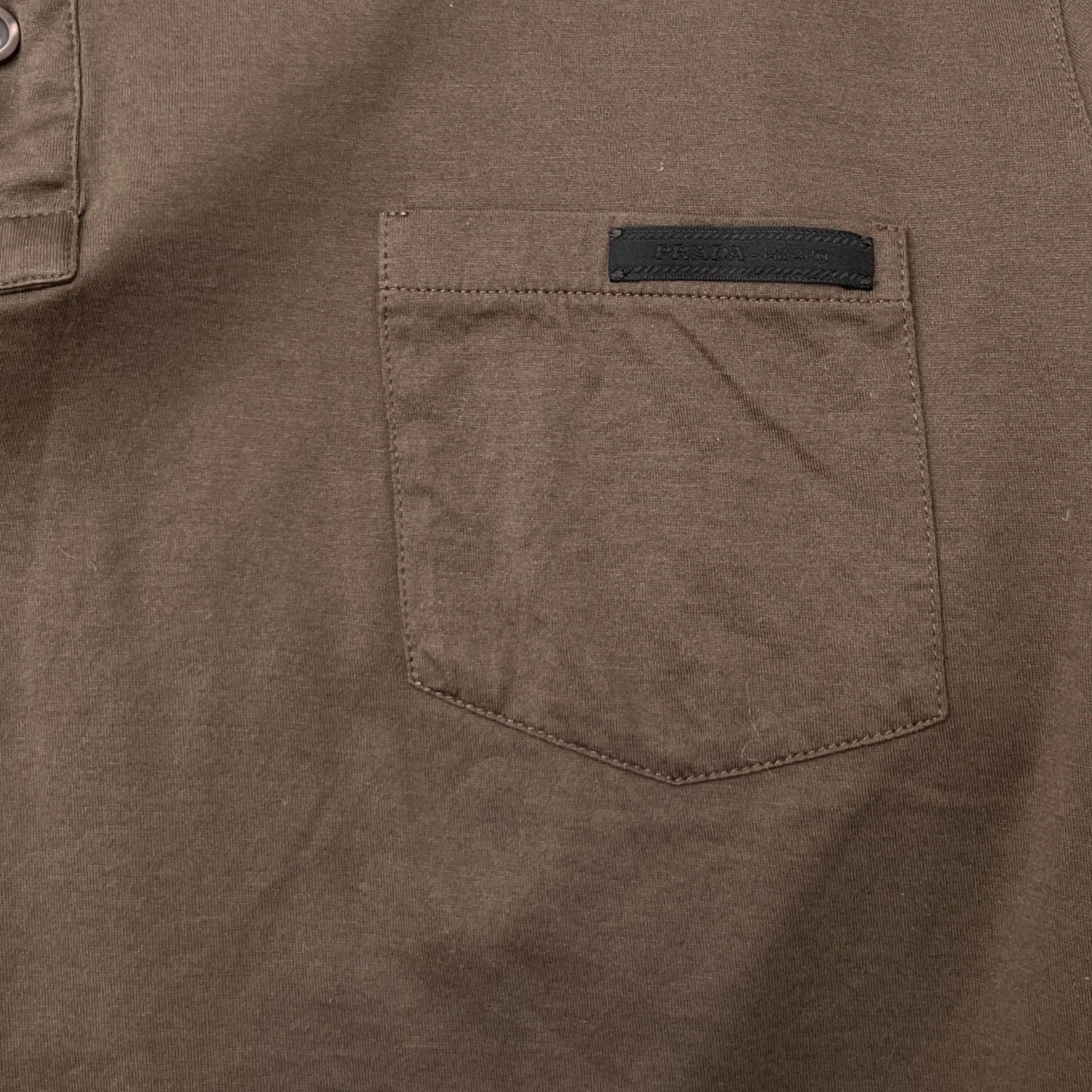 Men's Tab Pocket Logo Polo Shirt Brown Size L - Image 5