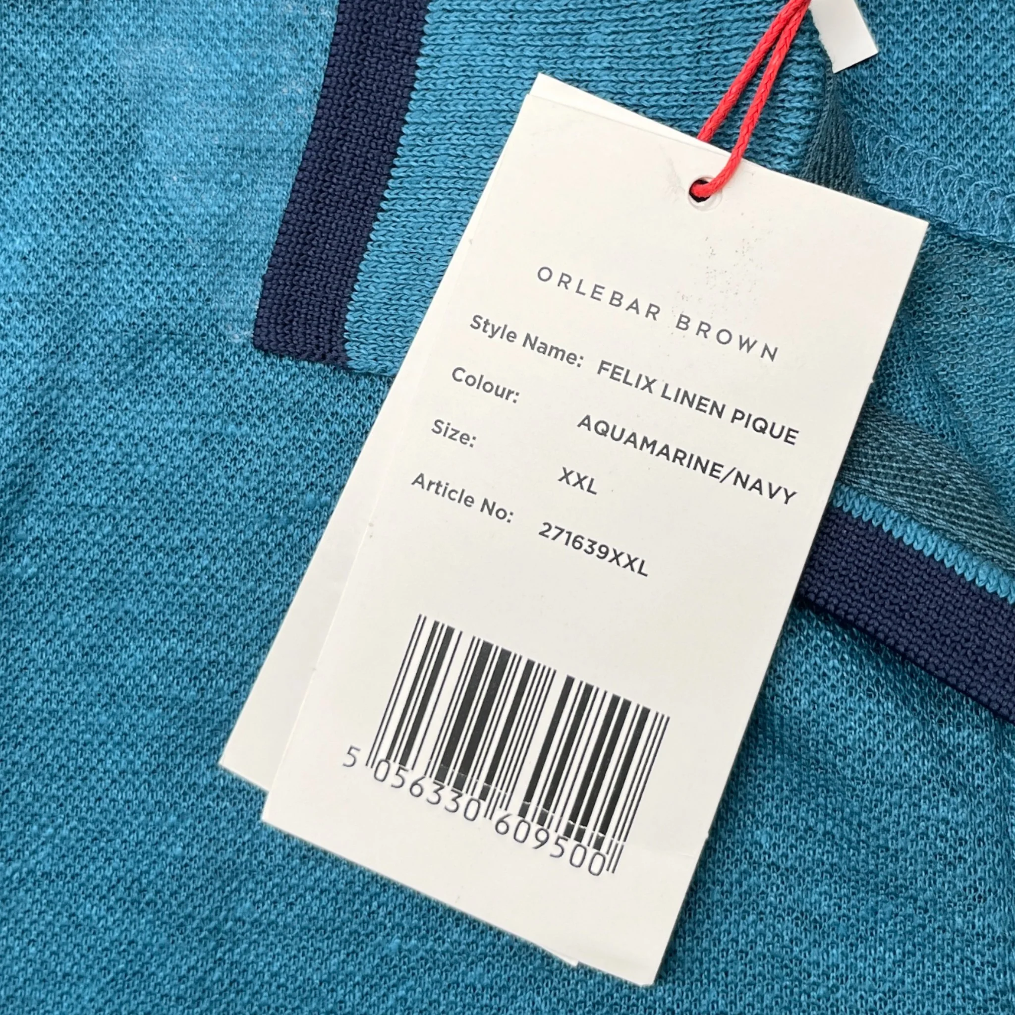 Men's Tag Logo Polo Shirt Blue Size XXL - Image 7