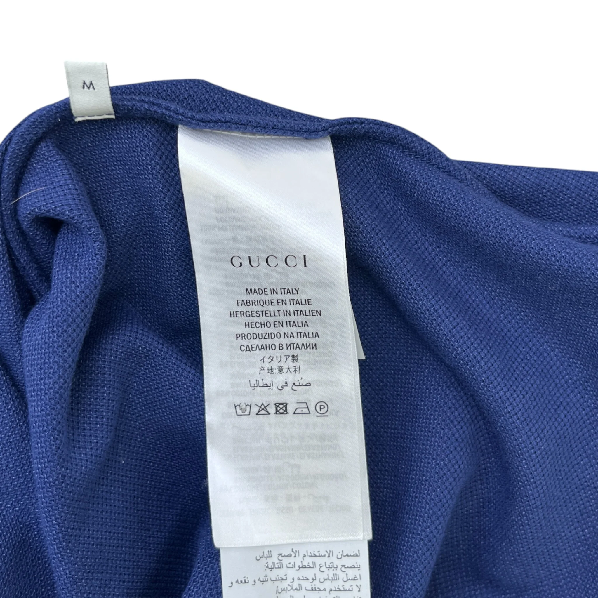 Men's Tape Logo Polo Shirt Blue Size M - Image 6