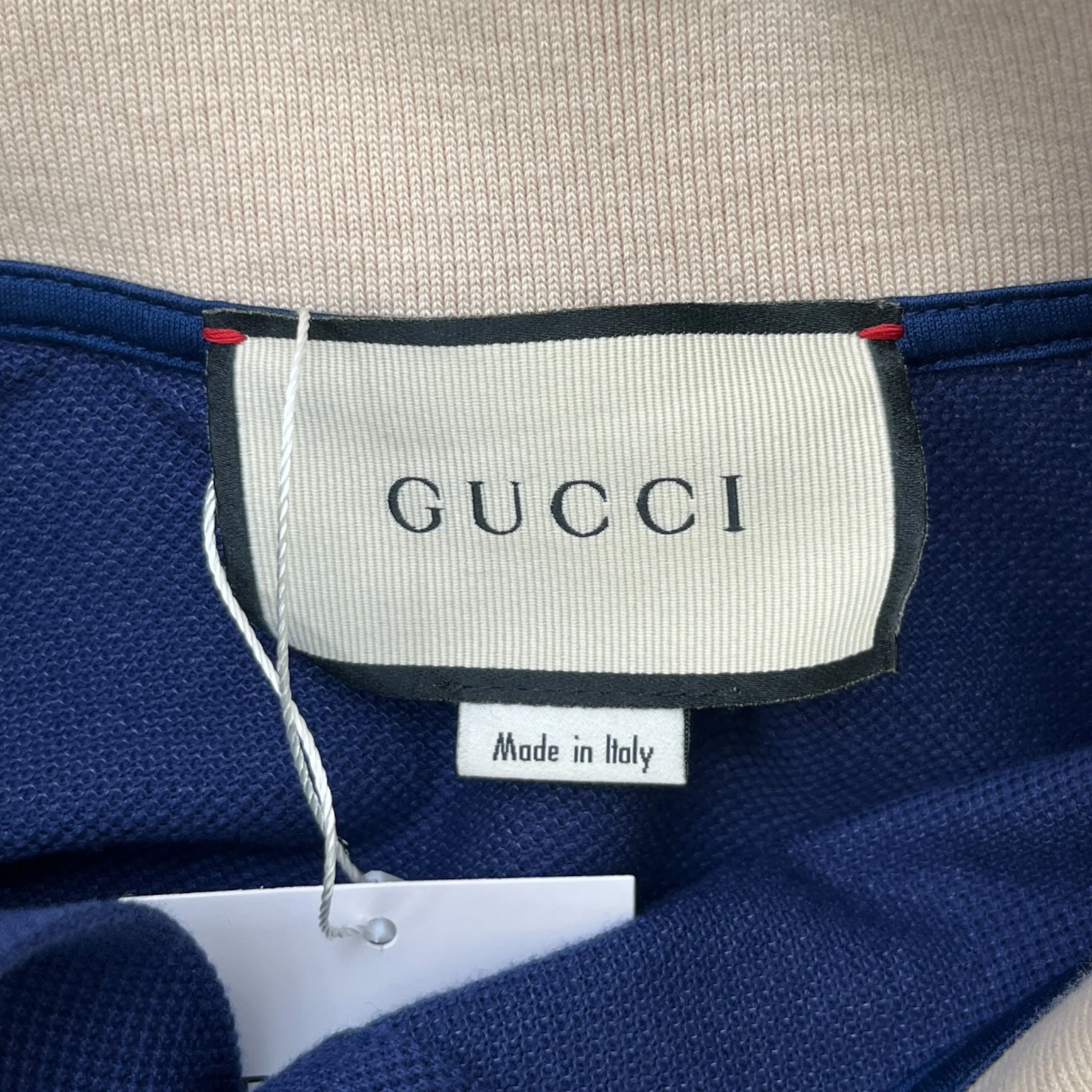 Men's Tape Logo Polo Shirt Blue Size M - Image 7
