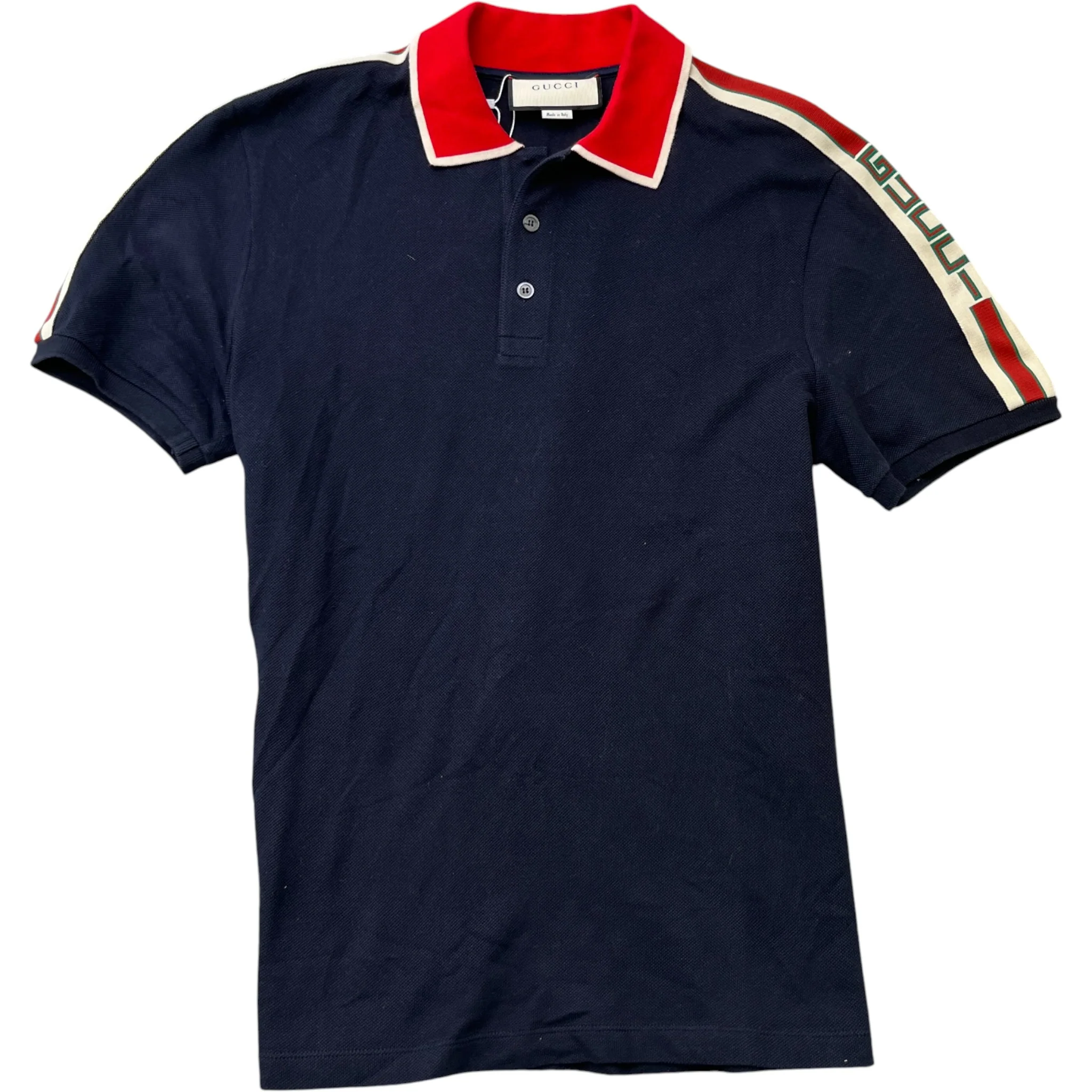 Men's Tape Logo Polo Shirt Navy Size XXL