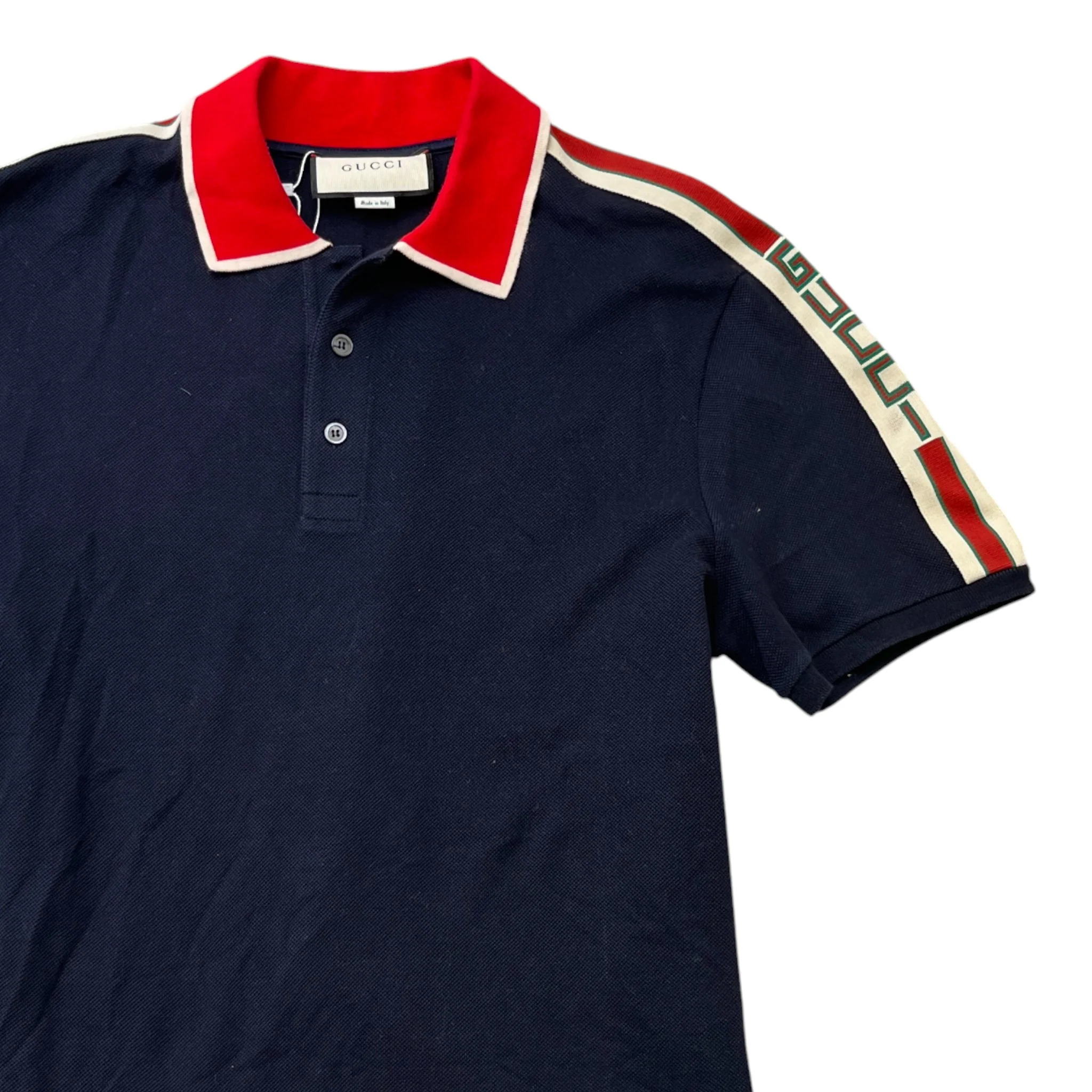Men's Tape Logo Polo Shirt Navy Size XXL - Image 3