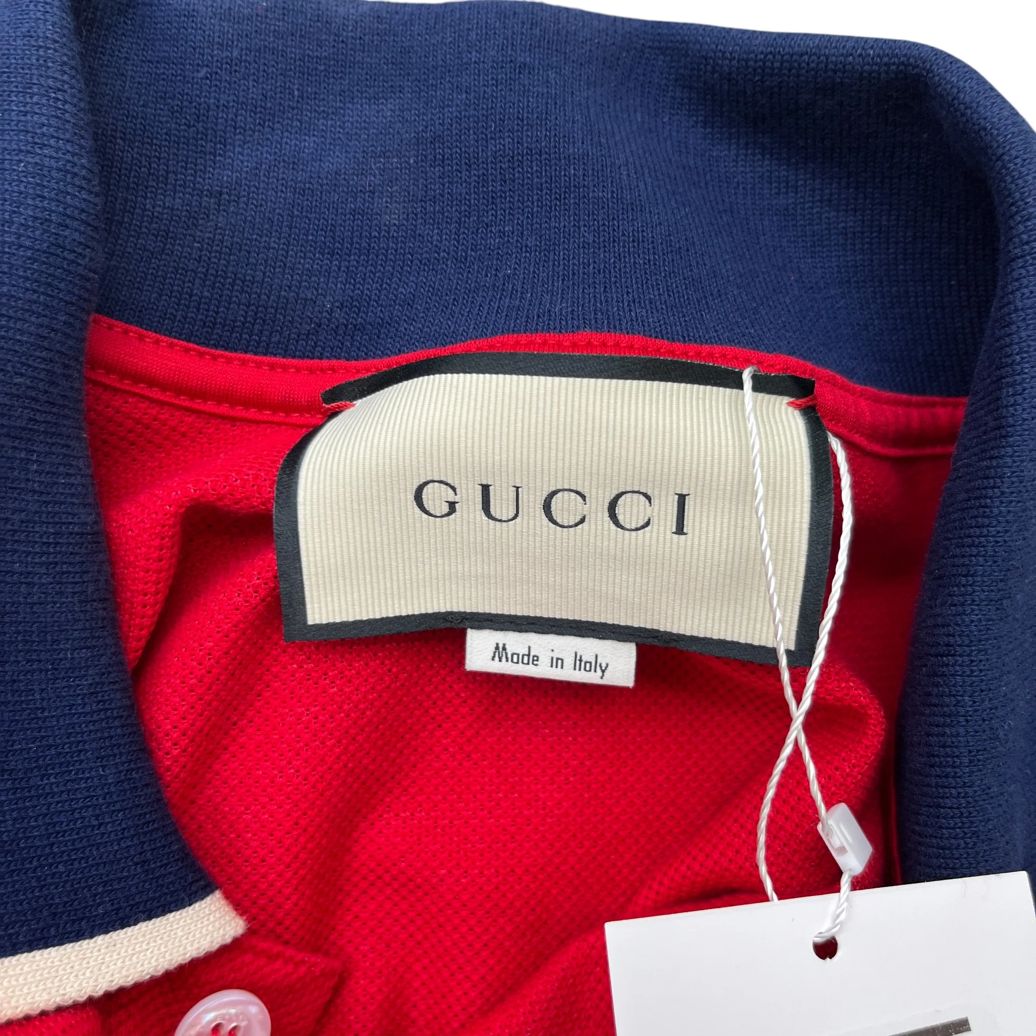 Men's Tape Logo Polo Shirt Red Size M - Image 7