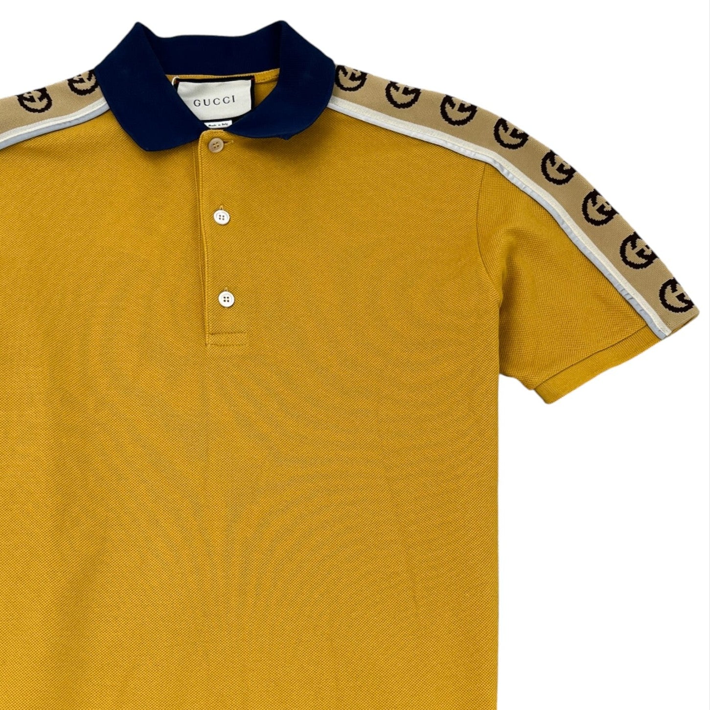 Men's Tape Logo Polo Shirt Yellow Size XS - Image 3